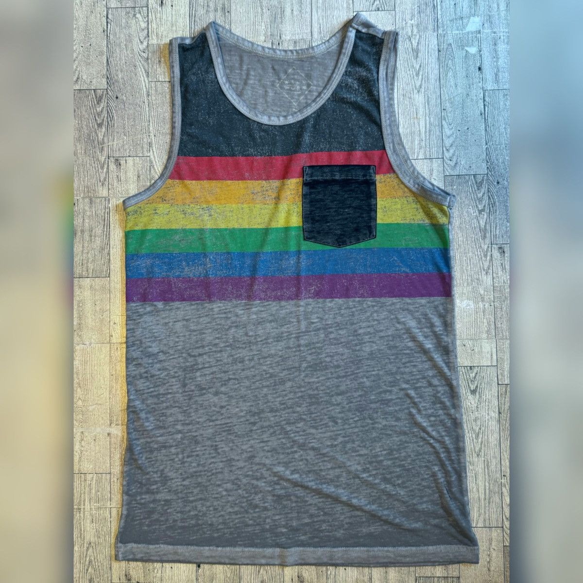 Vintage Vintage, Sheer, Rainbow Striped, Sleeveless Muscle Tank Size US S / EU 44-46 / 1 - 10 Thumbnail