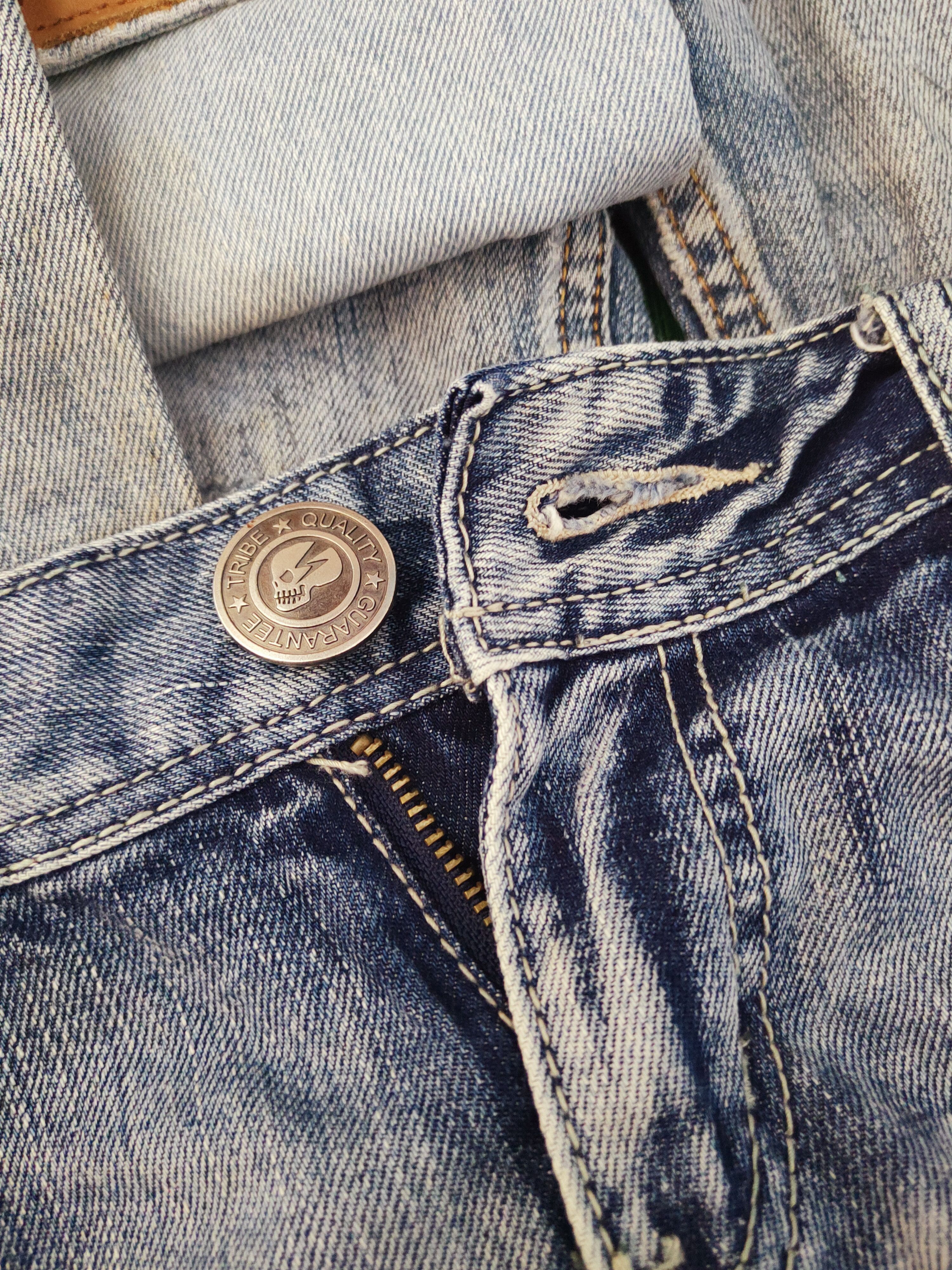 Japanese Brand × Vintage VINTAGE 💥 SP RAY Tribe Blue Distressed Ripped Jeans Size 30" / US 8 / IT 44 - 14 Thumbnail