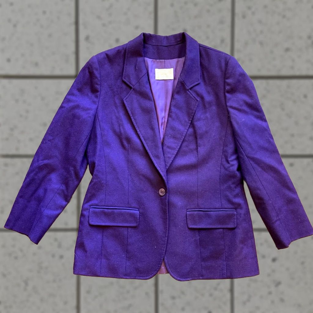 Pendleton VINTAGE Pendleton Blazer Womens Size 10 Purple Wool Lined 2-Button Notch Jacket USA Made Size L / US 10 / IT 46 - 1 Thumbnail