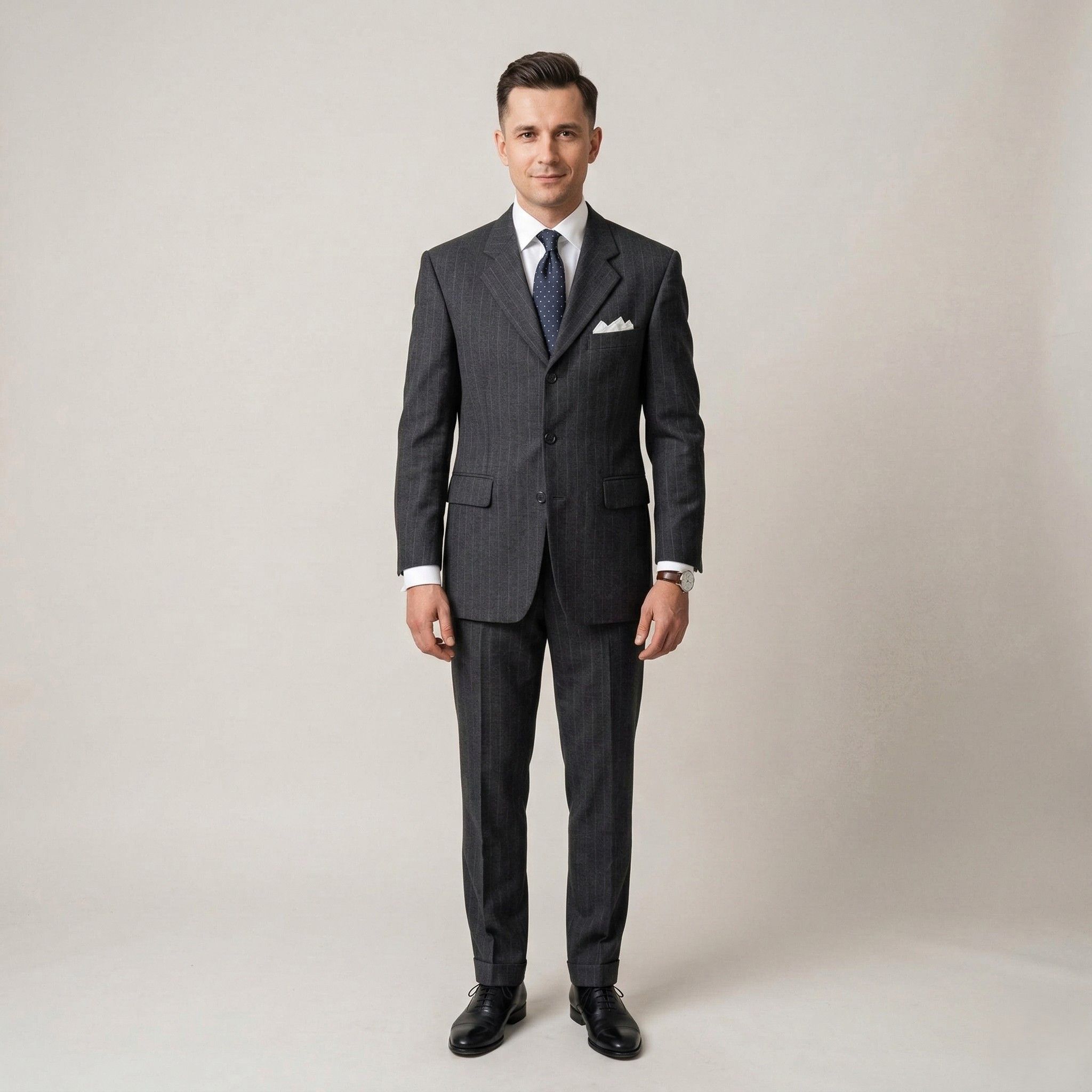 Pierre Cardin Pierre Cardin Men 50 40 Blazer Gray Striped Wool 6965 Size 40R - 1 Thumbnail