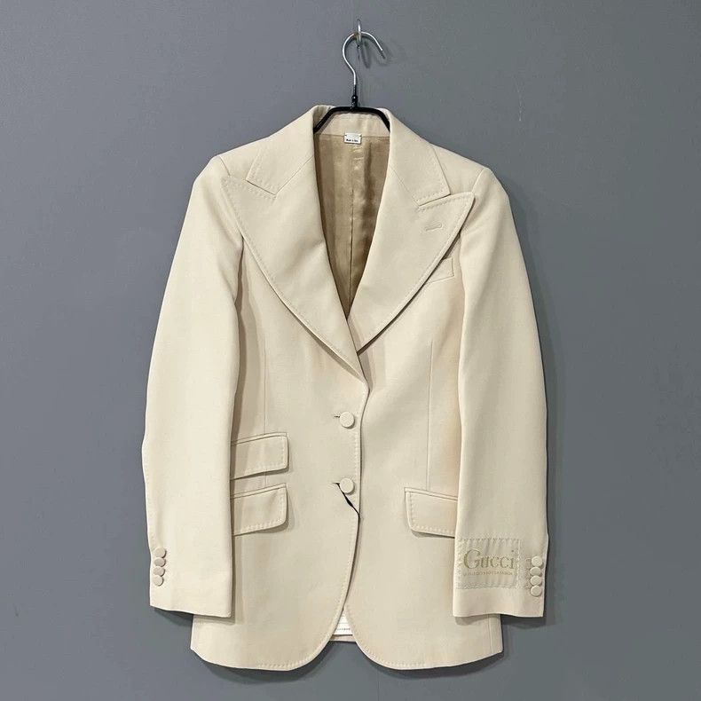 Gucci Gucci White Logo Embroidered Blazer Size US S / EU 44-46 / 1 - 1 Thumbnail