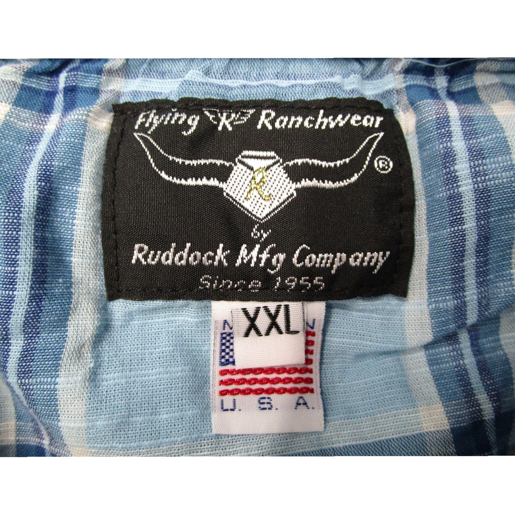 Vintage Flying R Ranchwear Ruddock Mens XXL Blue Plaid Western Pearl Snap Shirt USA Made Size US XXL / EU 58 / 5 - 3 Thumbnail