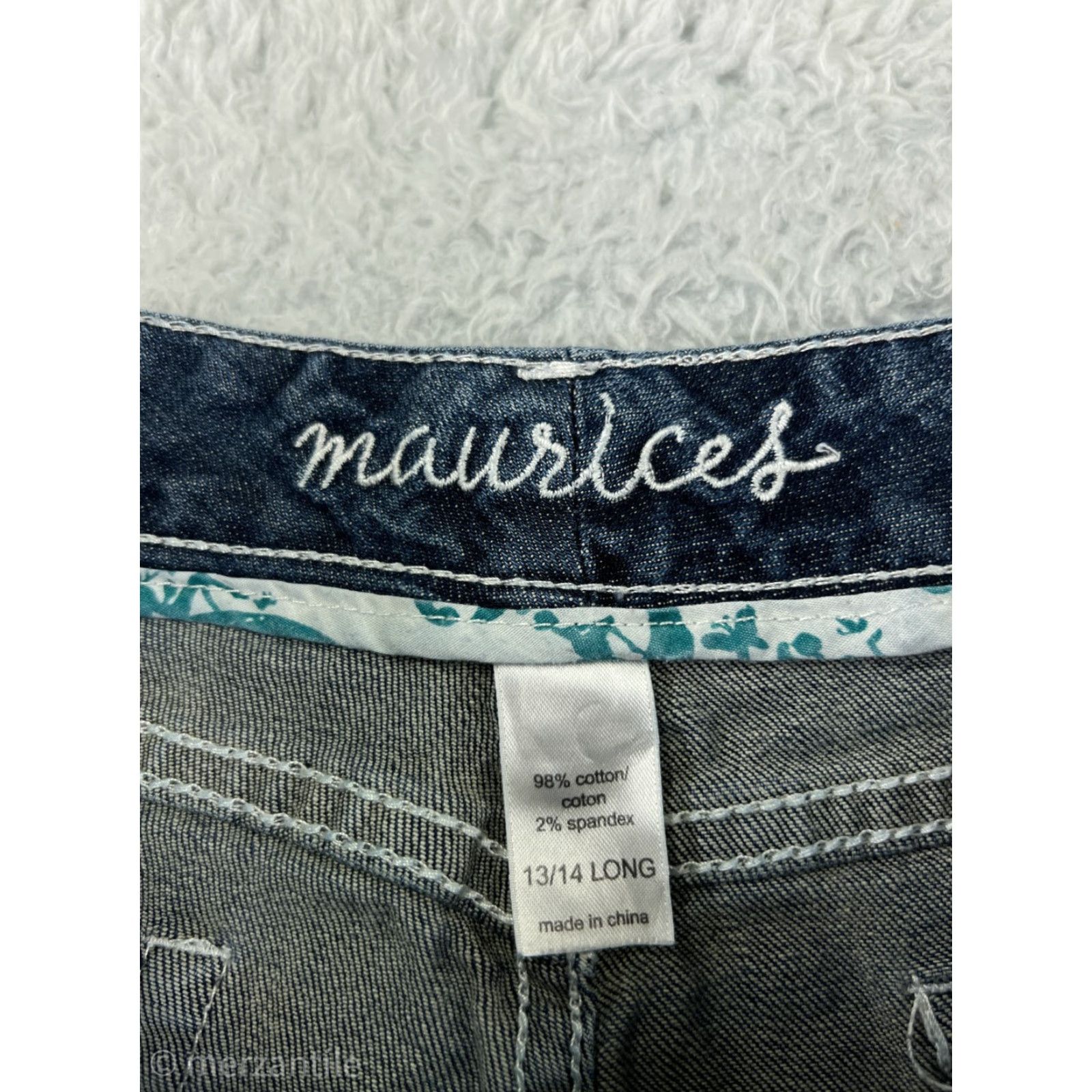 Vintage Maurices Jeans Womens 13 Blue Denim Bootcut Embroidered Cotton Blend Size 34" / US 12 / IT 48 - 4 Thumbnail