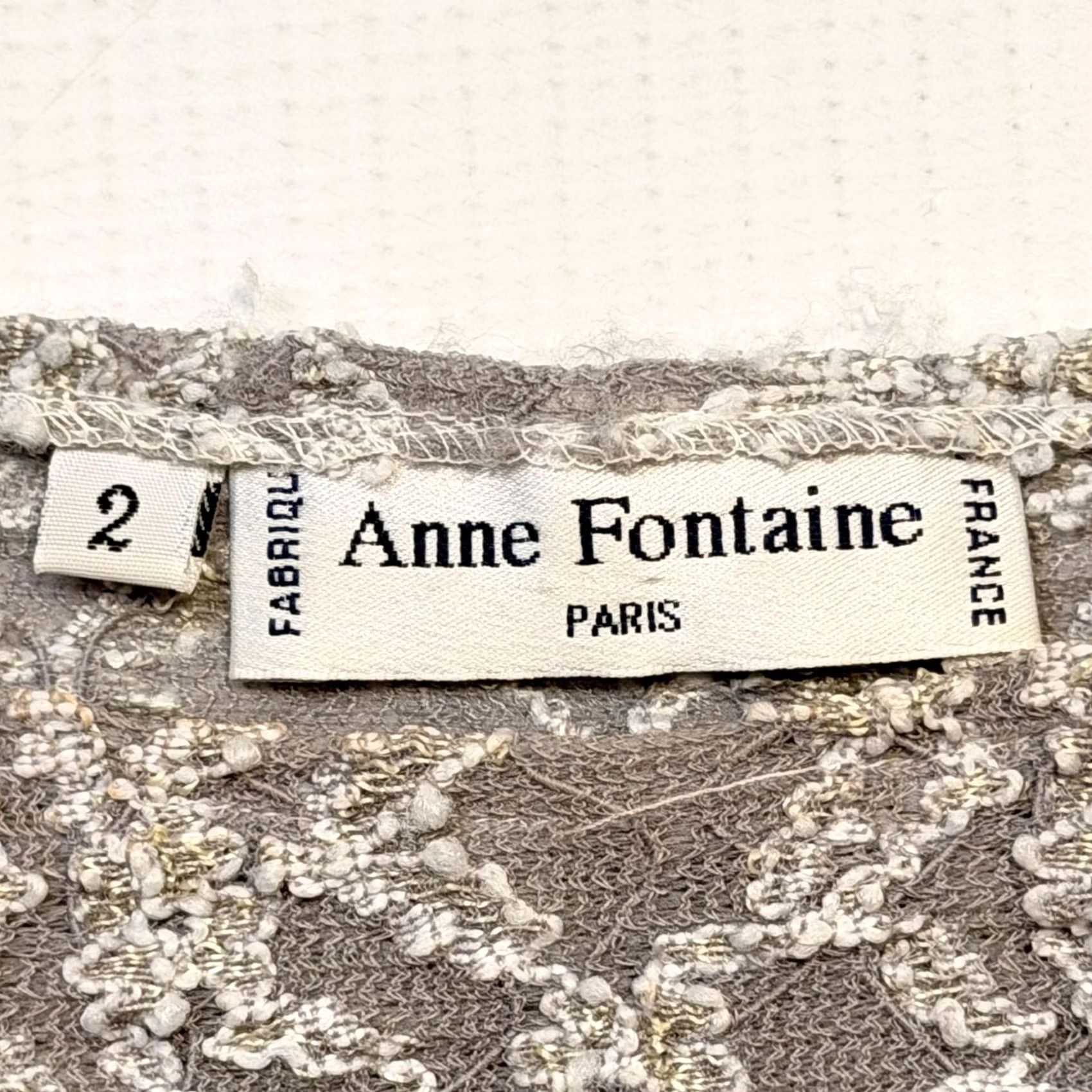 ANNE FONTAINE VINTAGE Anne Fontaine Blouse Womens 2 Gray Lace Sheer Boat Neck Long Sleeve Top 90s Party/Cocktail Womens Size XS / US 0-2 / IT 36-38 - 4 Thumbnail