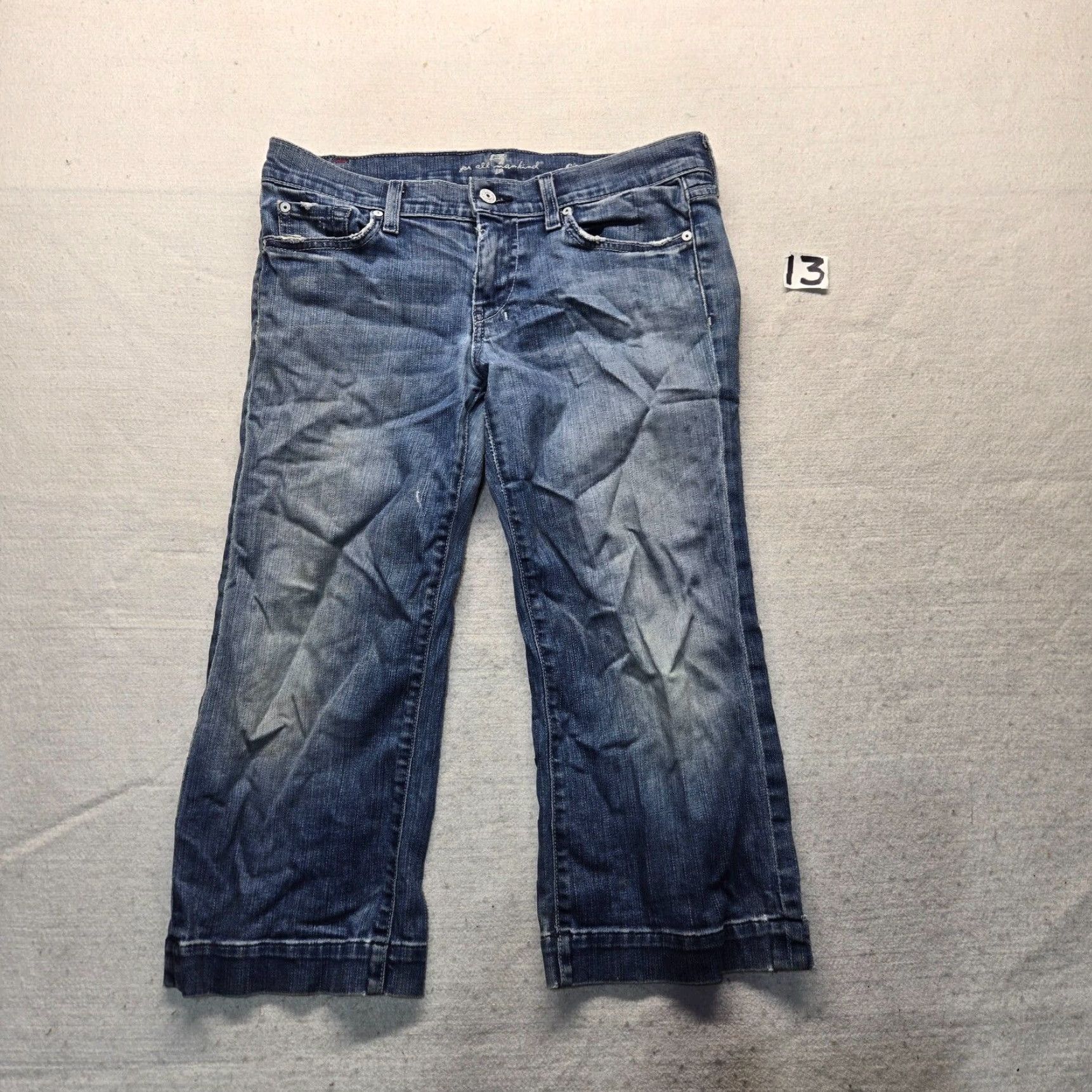 7 For All Mankind 7 For All Mankind Jeans Blue Denim Cotton Straight Leg Regular Fit Women's 29 Size 29" - 2 Thumbnail