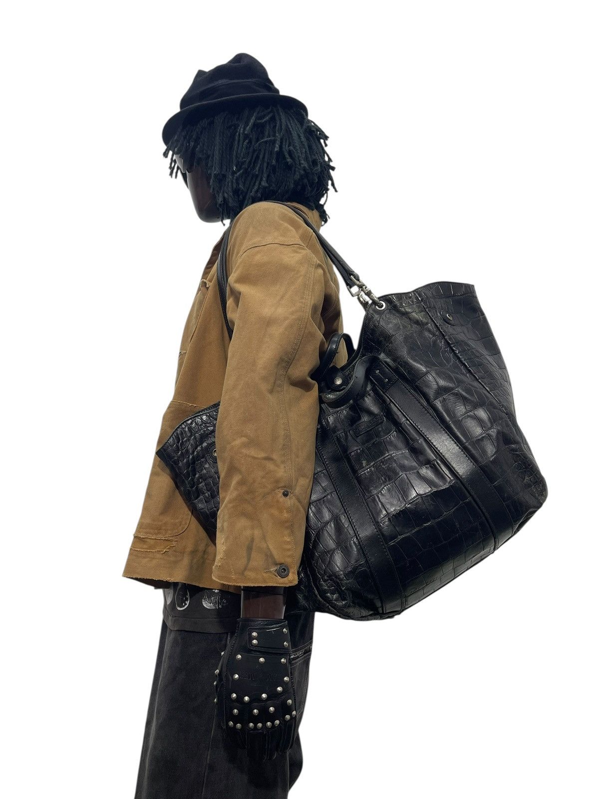 Genuine Leather Crocodile Embossed Daniel & Bob Leather Shoulder Bag 1🟩2 Size ONE SIZE - 2 Thumbnail