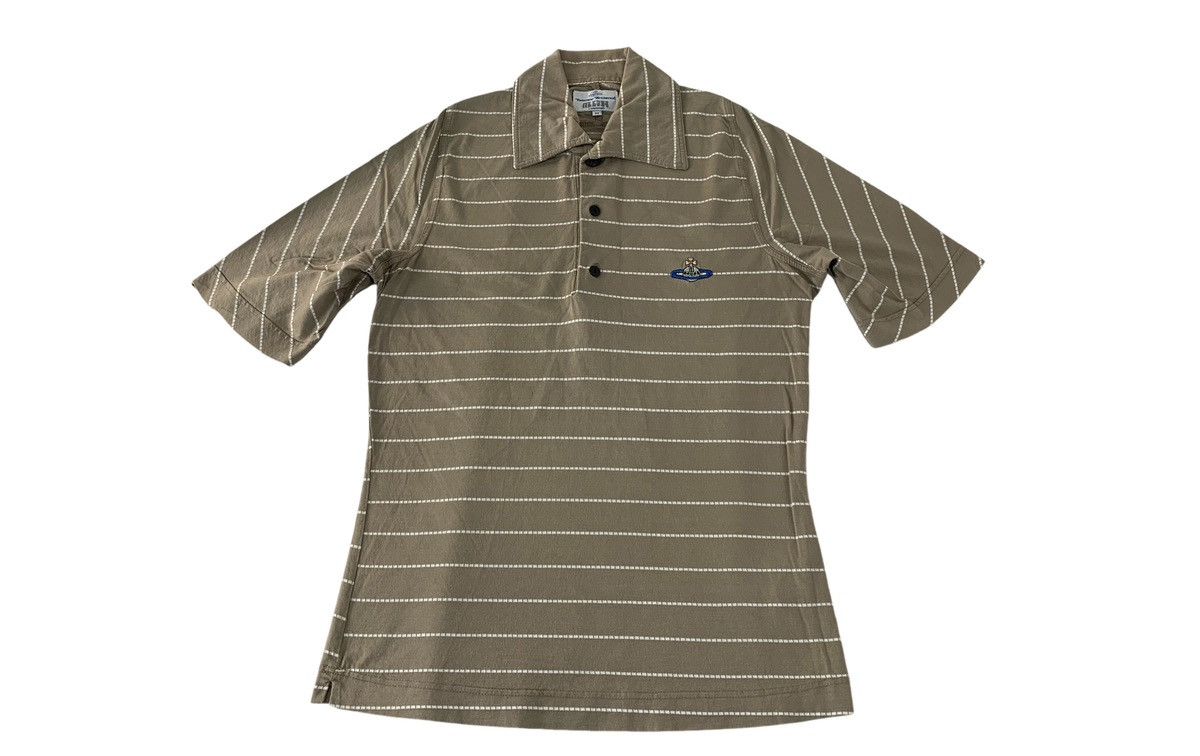 Vivienne Westwood 90s Vivienne Westwood Man Striped Small Orb Logo Polo Tee Size US S / EU 44-46 / 1 - 1 Thumbnail