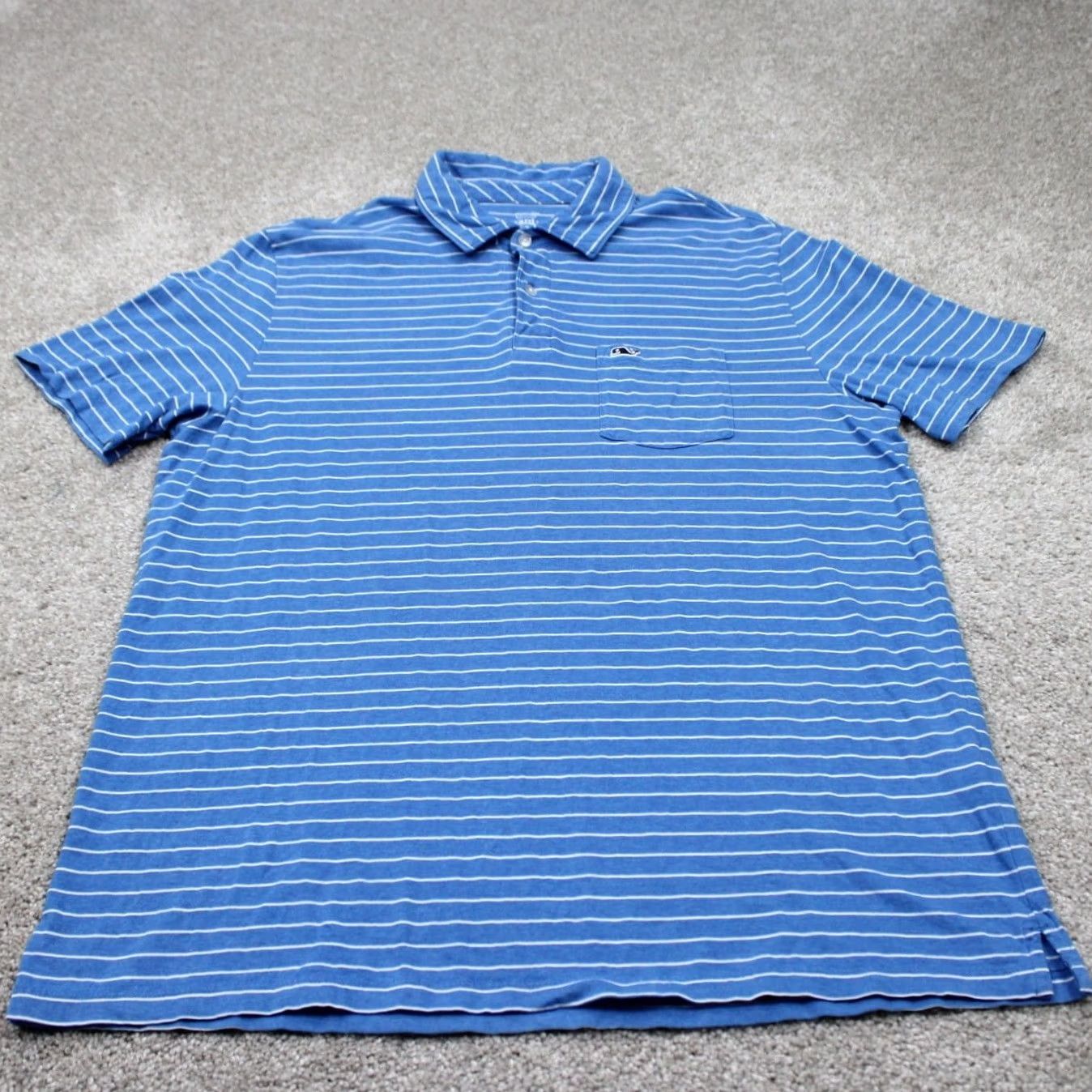 Vineyard Vines Vineyard Vines Polo Shirt Mens Medium Blue/White Stripe Short Sleeve Size US M / EU 48-50 / 2 - 2 Thumbnail