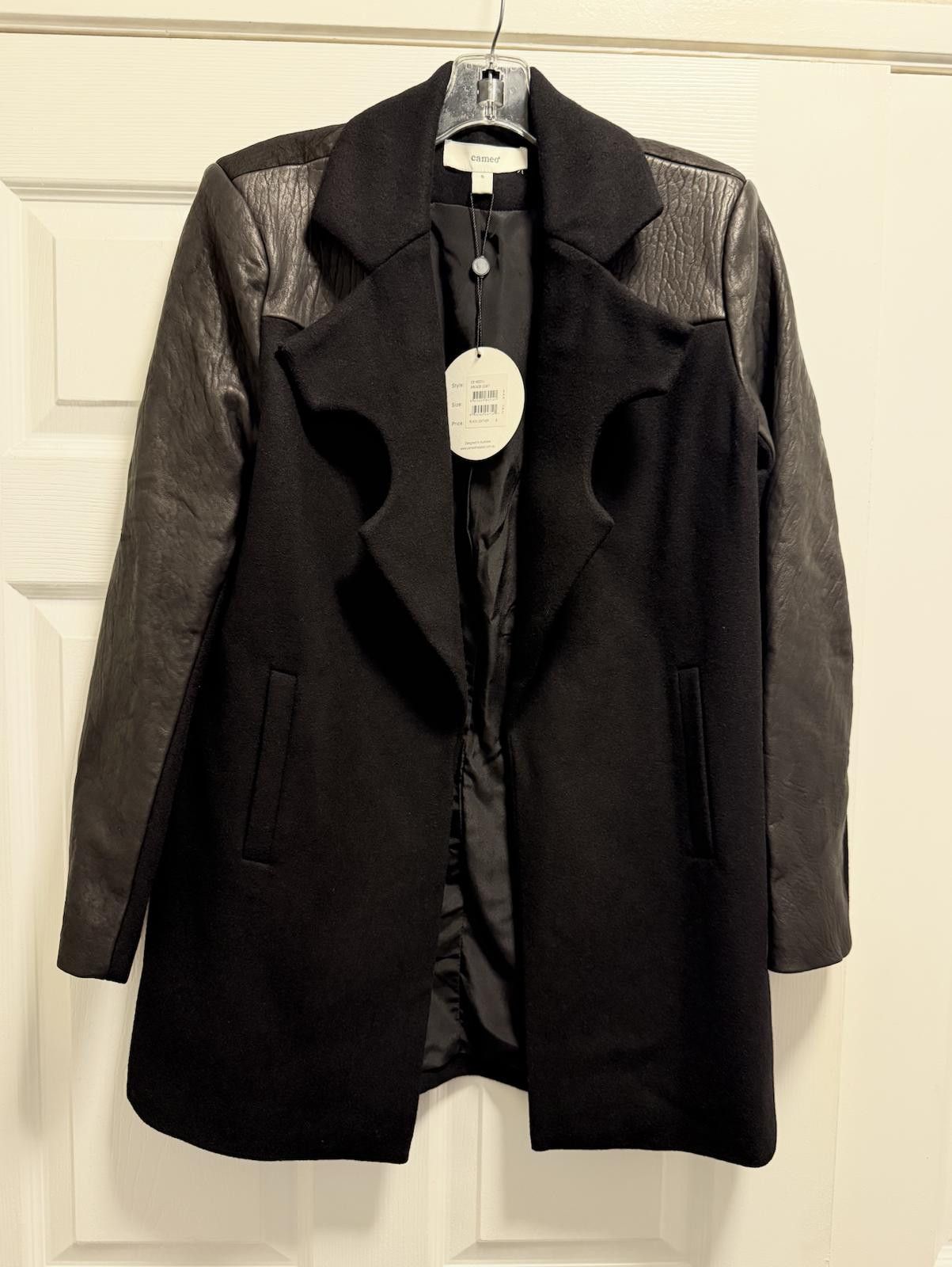 Camel Cameo Arcade Coat: Wool Leather Luxe Fusion NWT Size US S / EU 44-46 / 1 - 1 Thumbnail