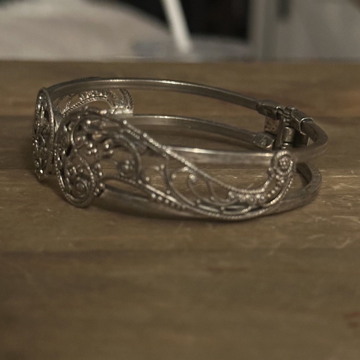 Vintage Vintage silver tone filigree clamper bracelet Size ONE SIZE - 6 Thumbnail