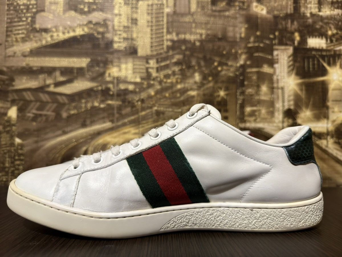 Gucci Gucci Ace Bee White Leather Low Top REd Green Snakeskin 37,5 Size US 7.5 / IT 37.5 - 5 Thumbnail