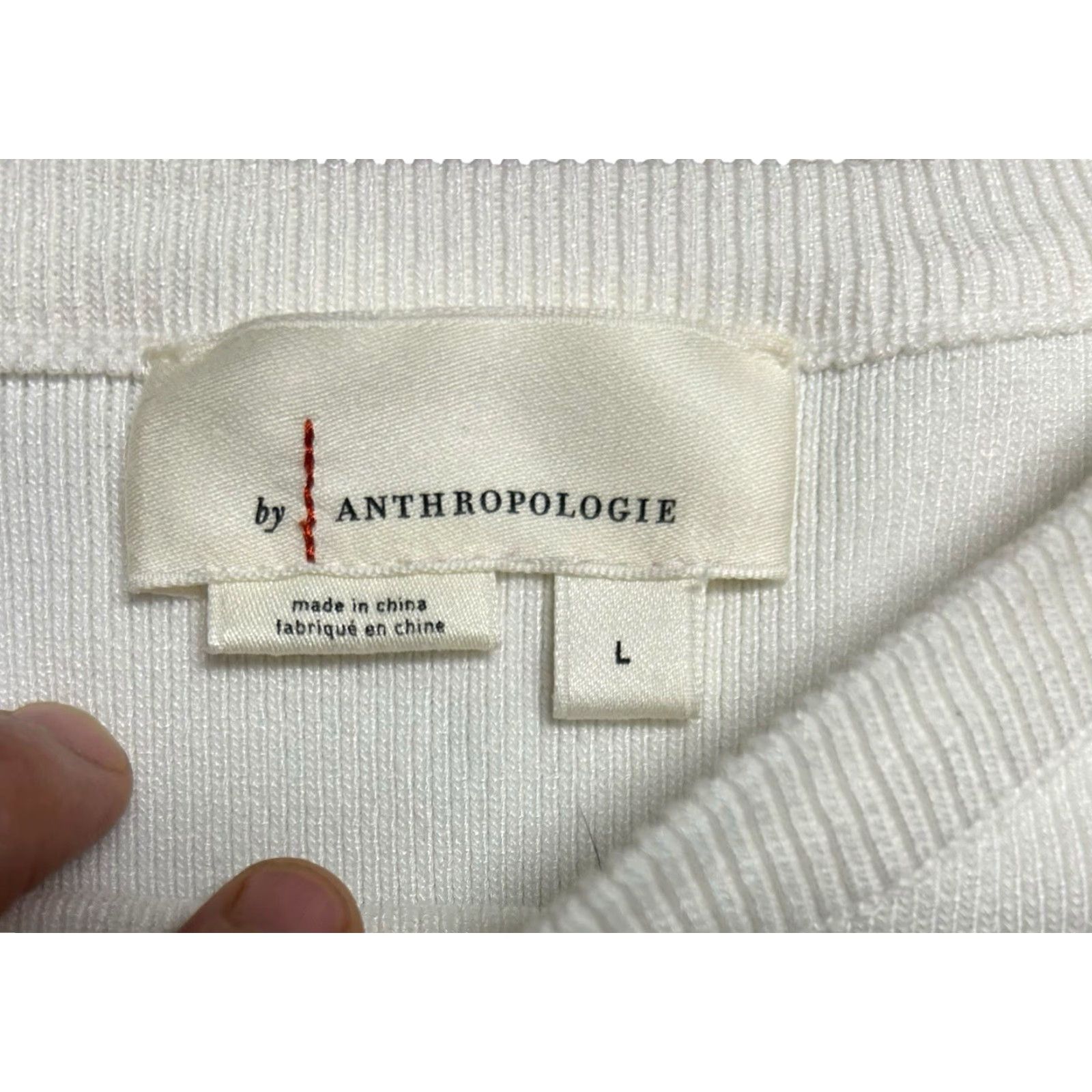 Anthropologie Anthropologie Blouse White Puff-Sleeve Eyelet Knit Sweater Tee Sz Large Women Top Size L / US 10 / IT 46 - 5 Thumbnail