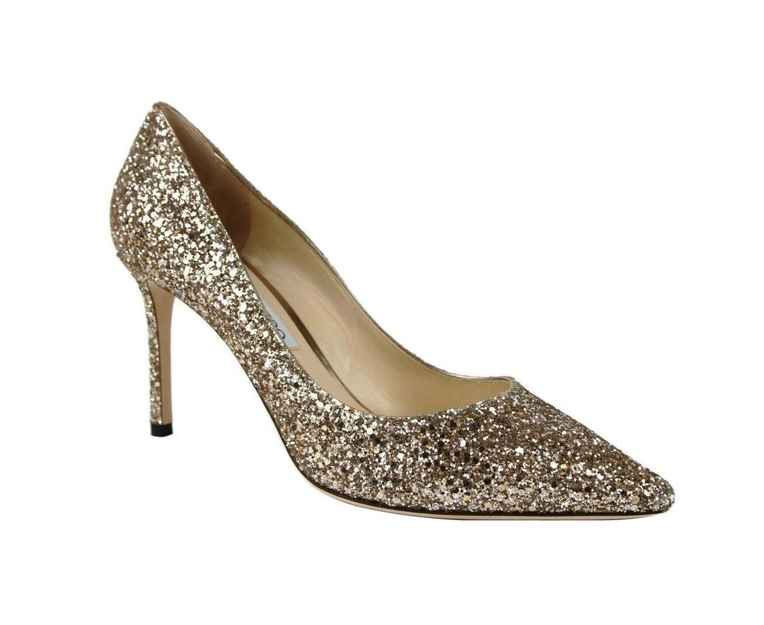 Jimmy Choo Women's Romy 85 Champagne Coarse Glitter Pumps (41.5 EU / Size US 11.5 / IT 41.5 - 1 Thumbnail