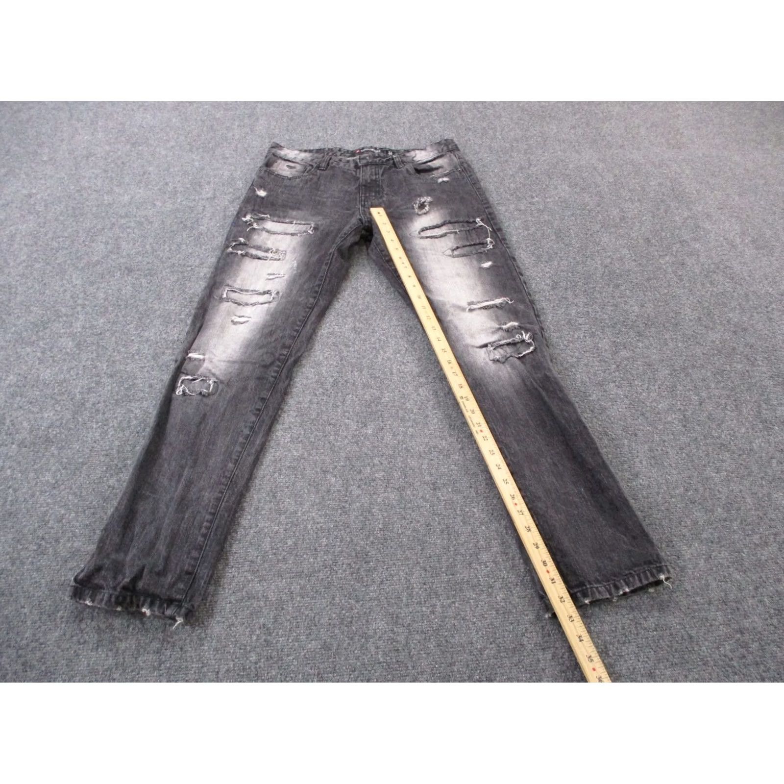 Southpole Southpole Jeans Mens 32 x 32 Black Denim Straight Grunge Distressed Jeans Mens Regular 5-Pocket Design Cotton Denim Size US 34 / EU 50 - 3 Thumbnail