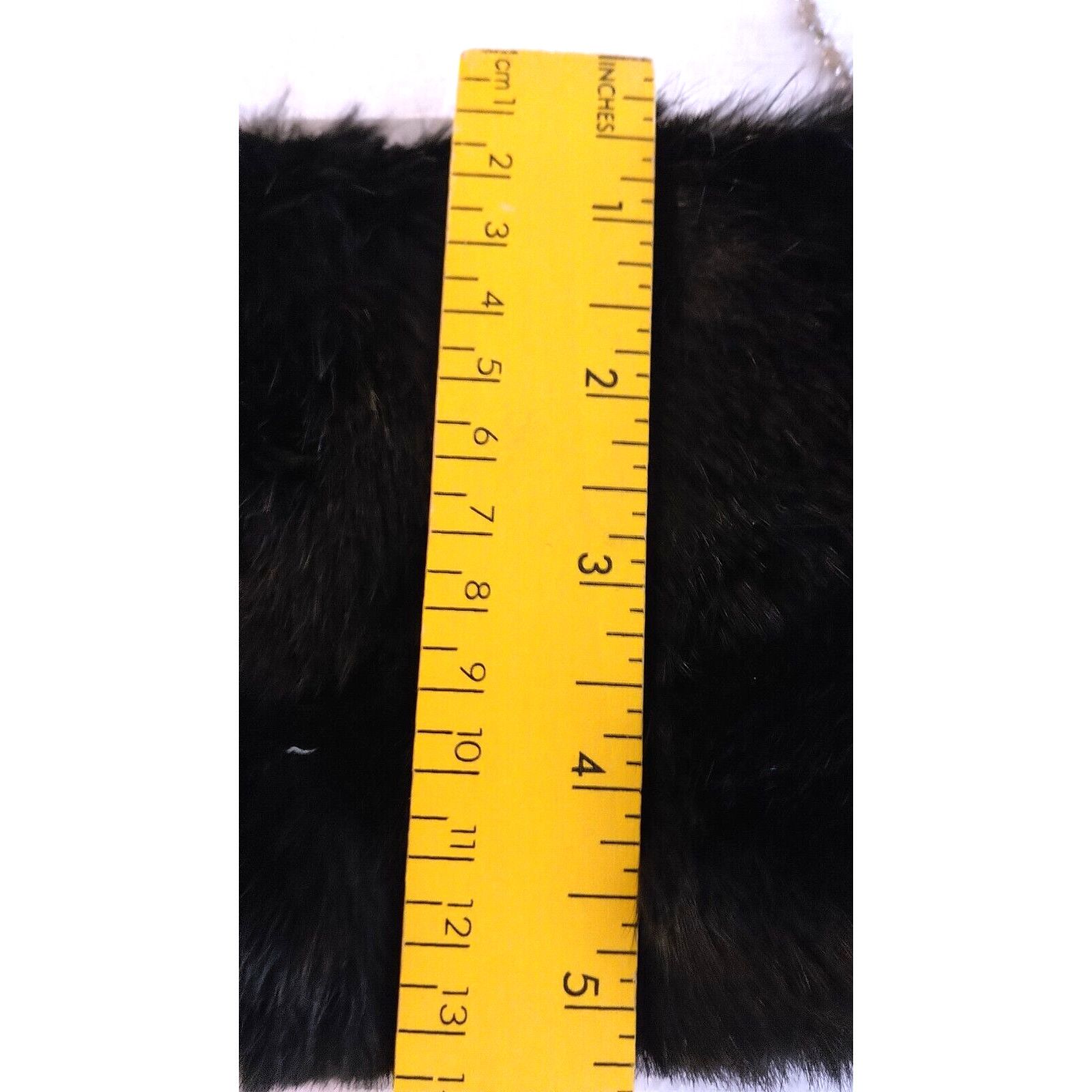 Other Black Faux Fur Shoulder Purse Formal Chain/Extra 13" Strap Size ONE SIZE - 6 Thumbnail