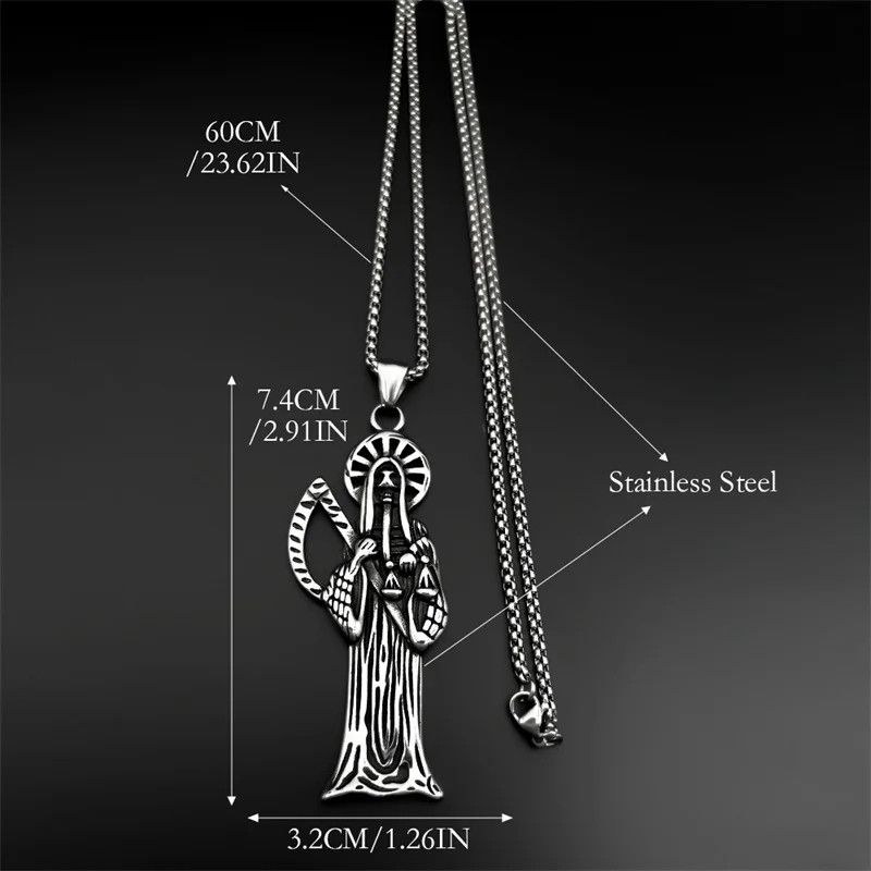 Jewelry Death Santa Muerte Grim Reaper Pendant Charms Necklace Size ONE SIZE - 5 Thumbnail