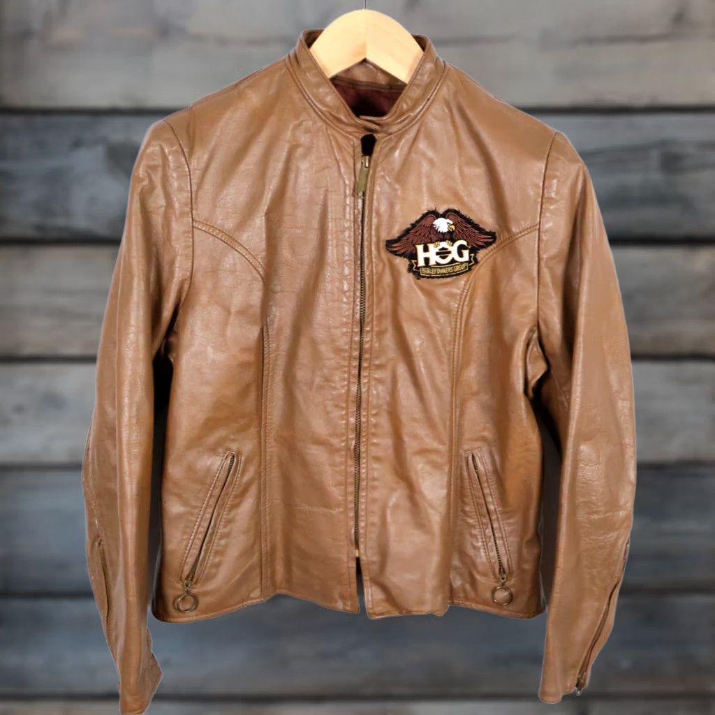 Brooks VINTAGE Brooks Sportswear Jacket Men's 40 (Medium) Brown Harley Patch Leather 60s Size US M / EU 48-50 / 2 - 1 Thumbnail