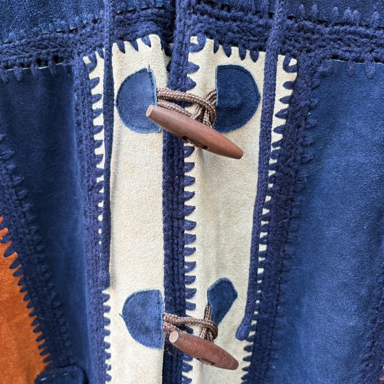 Genuine Leather Vintage 60s Suede Leather Patchwork Toggle Hooded Jacket Size US L / EU 52-54 / 3 - 4 Thumbnail