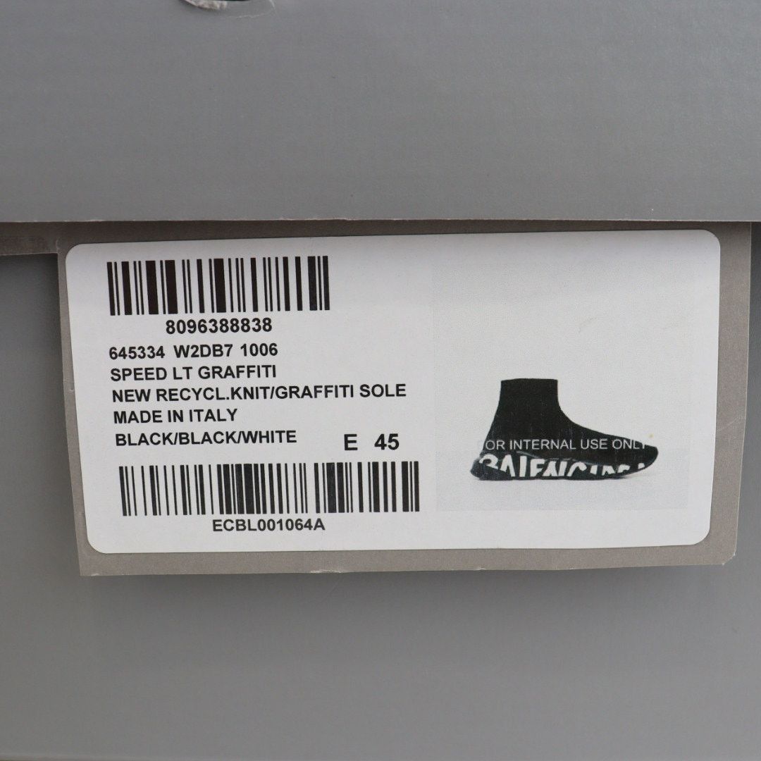 Balenciaga o1rshd1 Q.2 / Knit Graffiti Speed LT Graffiti Sneakers Black Size US 12 / EU 45 - 12 Thumbnail