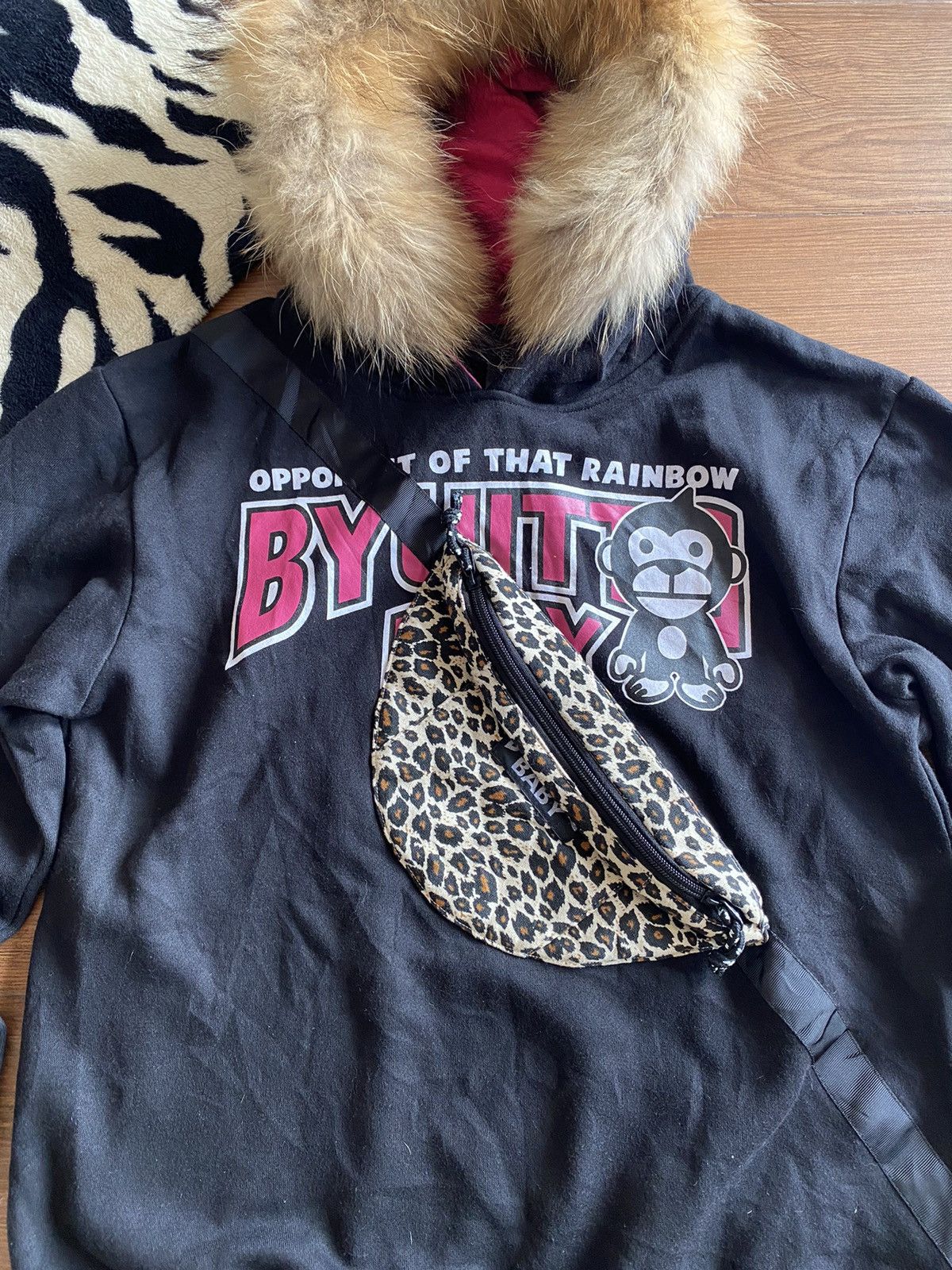 Hysteric Glamour × Japanese Brand × Le Grande Bleu (L.G.B.) Uittg Double Waistbag Fur Hoodie y2k Style Size US M / EU 48-50 / 2 - 2 Thumbnail