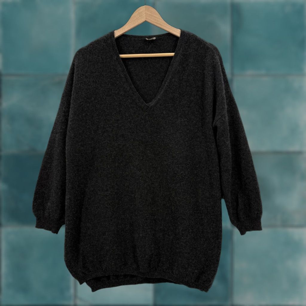 Vintage Poetry Sweater Tunic Womens Large Gray 100% Cashmere V Neck Long Sleeve Relaxed Size L / US 10 / IT 46 - 1 Thumbnail