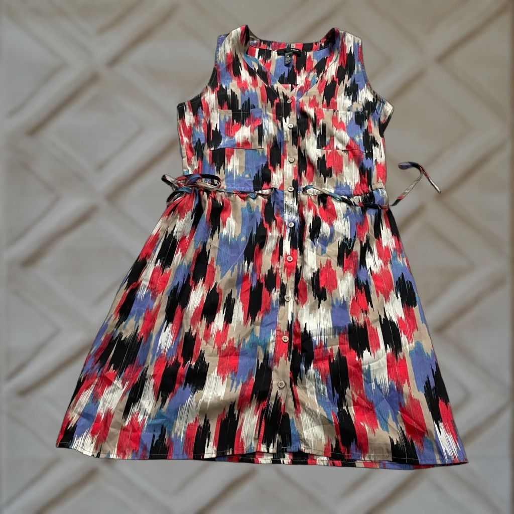 AQUA Aqua By Bloomingdale's Dress Women XS Multi Sleeveless Button Down Belted Sheath Size XS / US 0-2 / IT 36-38 - 1 Thumbnail