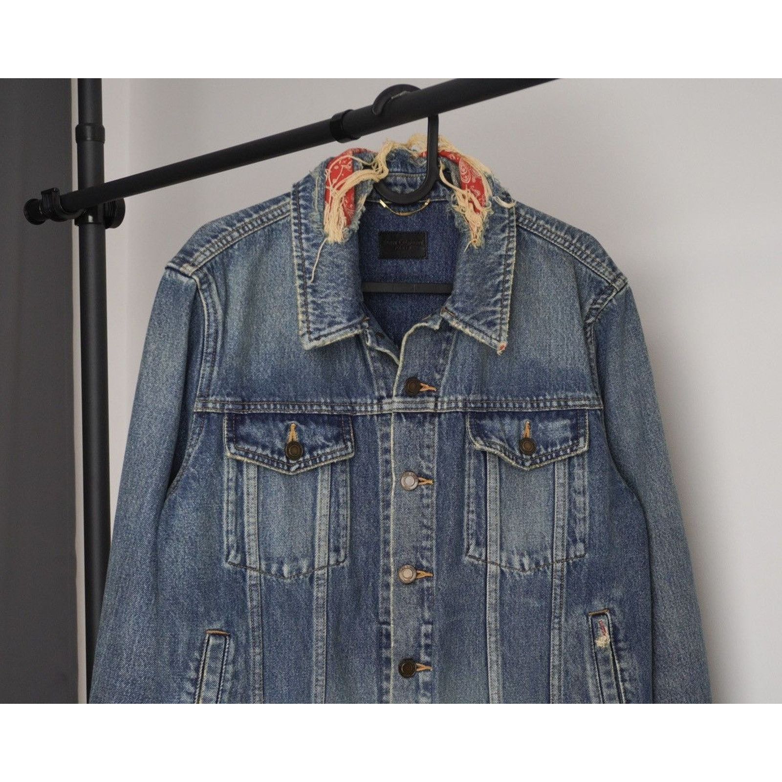 Saint Laurent Paris Saint laurent bandana distressed denim jacket Size US S / EU 44-46 / 1 - 2 Thumbnail