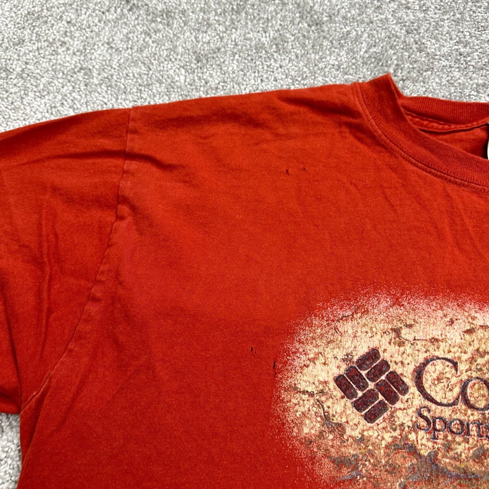 Vintage Columbia Graphic T-Shirt Mens XL Red Cotton Short Sleeve Crew Neck Logo Outdoor Sports Fish Size US XL / EU 56 / 4 - 4 Thumbnail