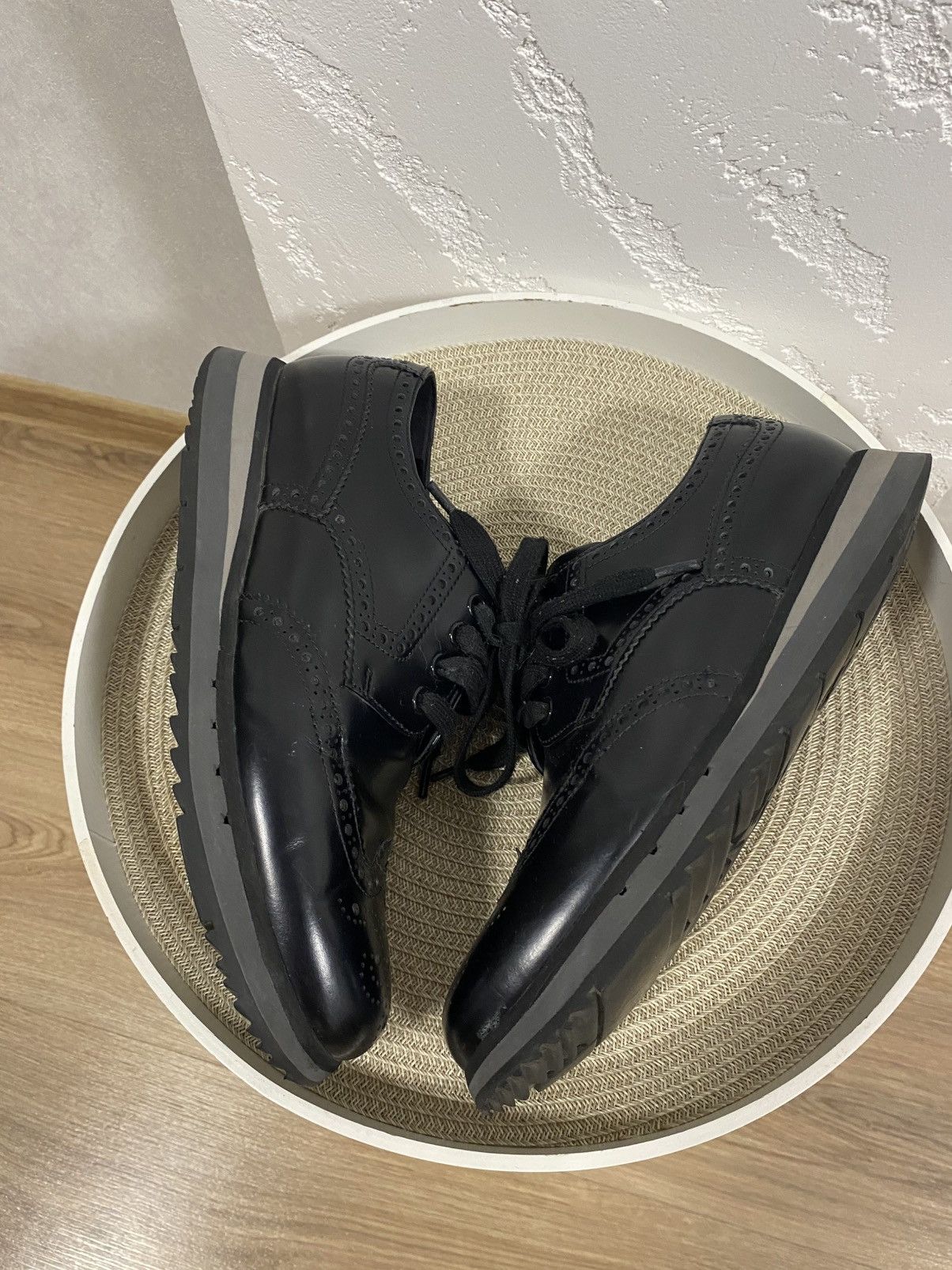Prada Prada Sport Black Leather Derby Lace Up Brogue Sneakers 40 Size US 7 / EU 40 - 2 Thumbnail