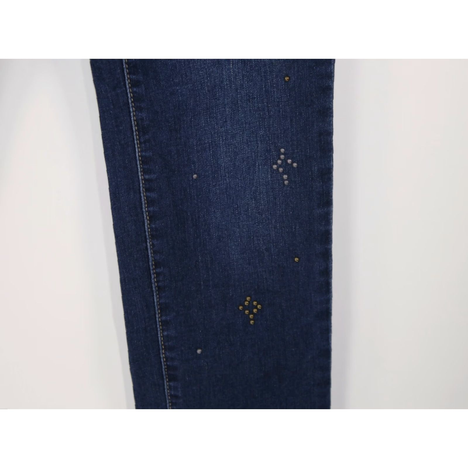 Vintage Contemporary Brass Beaded Skinny Denim Jeans High RiseWomen's 2 28X30 Dark Wash Size 28" / US 6 / IT 42 - 2 Thumbnail