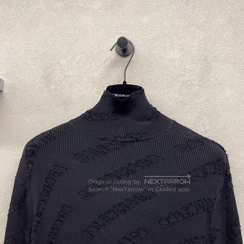 Balenciaga Balenciaga Black Logo Stand Collar Ribbed Long Dress Size S / US 4 / IT 40 - 4 Thumbnail