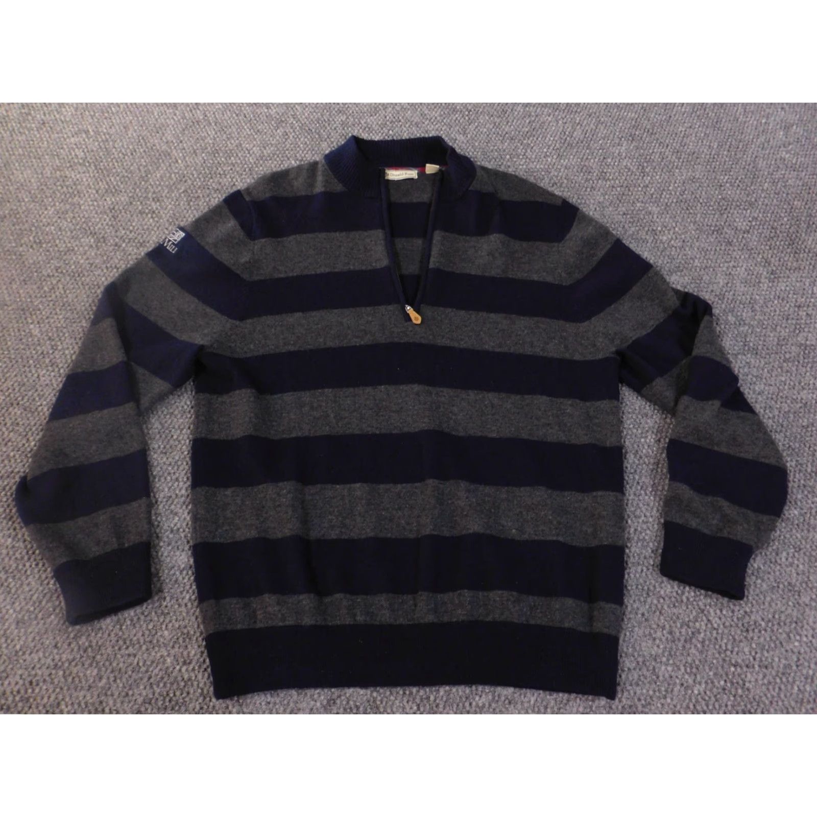Vintage donald ross sweater mens large gray wool pullover 1/4 zip striped golf cardigan (no) Size US L / EU 52-54 / 3 - 4 Thumbnail