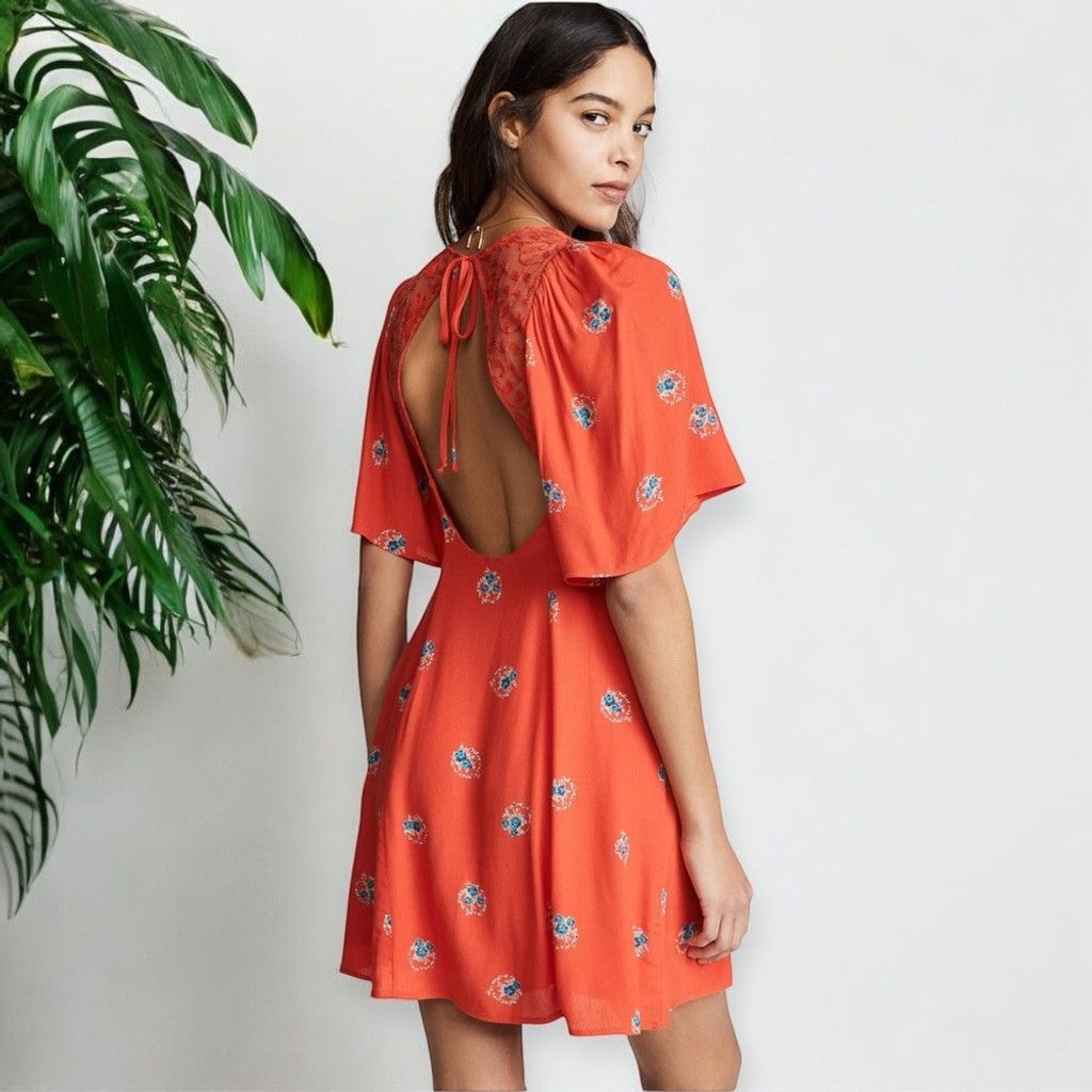 Free People Free People Mockingbird Mesh Mini Dress Red Size 0 Small Size XS / US 0-2 / IT 36-38 - 2 Thumbnail