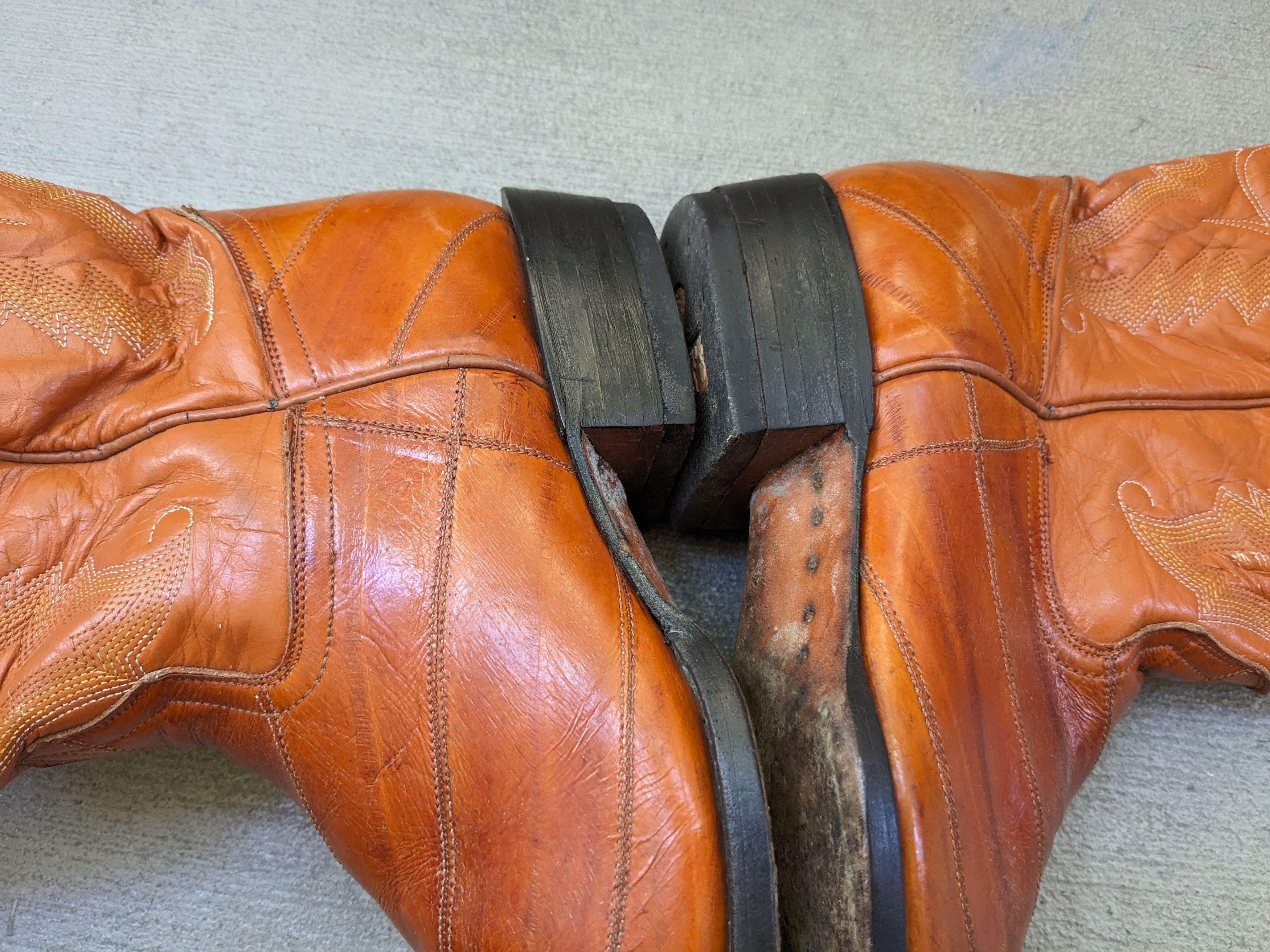 Vintage Eel Cowboy Boots Brown 8.5 Leather Mexico Botas Ranchwear Size US 8.5 / EU 41-42 - 4 Thumbnail