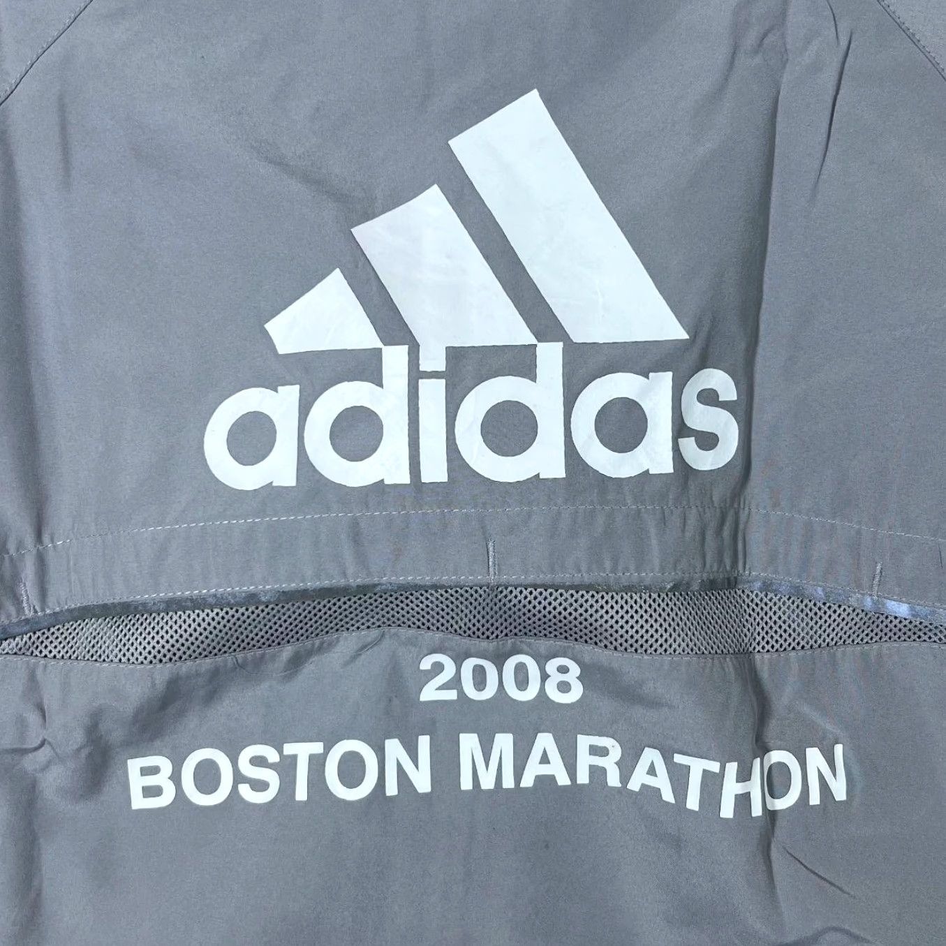 Adidas Adidas Boston Marathon 2008 Three Stripe Sponsor Windbreaker Track Jacket L Grey Red White Mens Jacket Size US L / EU 52-54 / 3 - 4 Thumbnail
