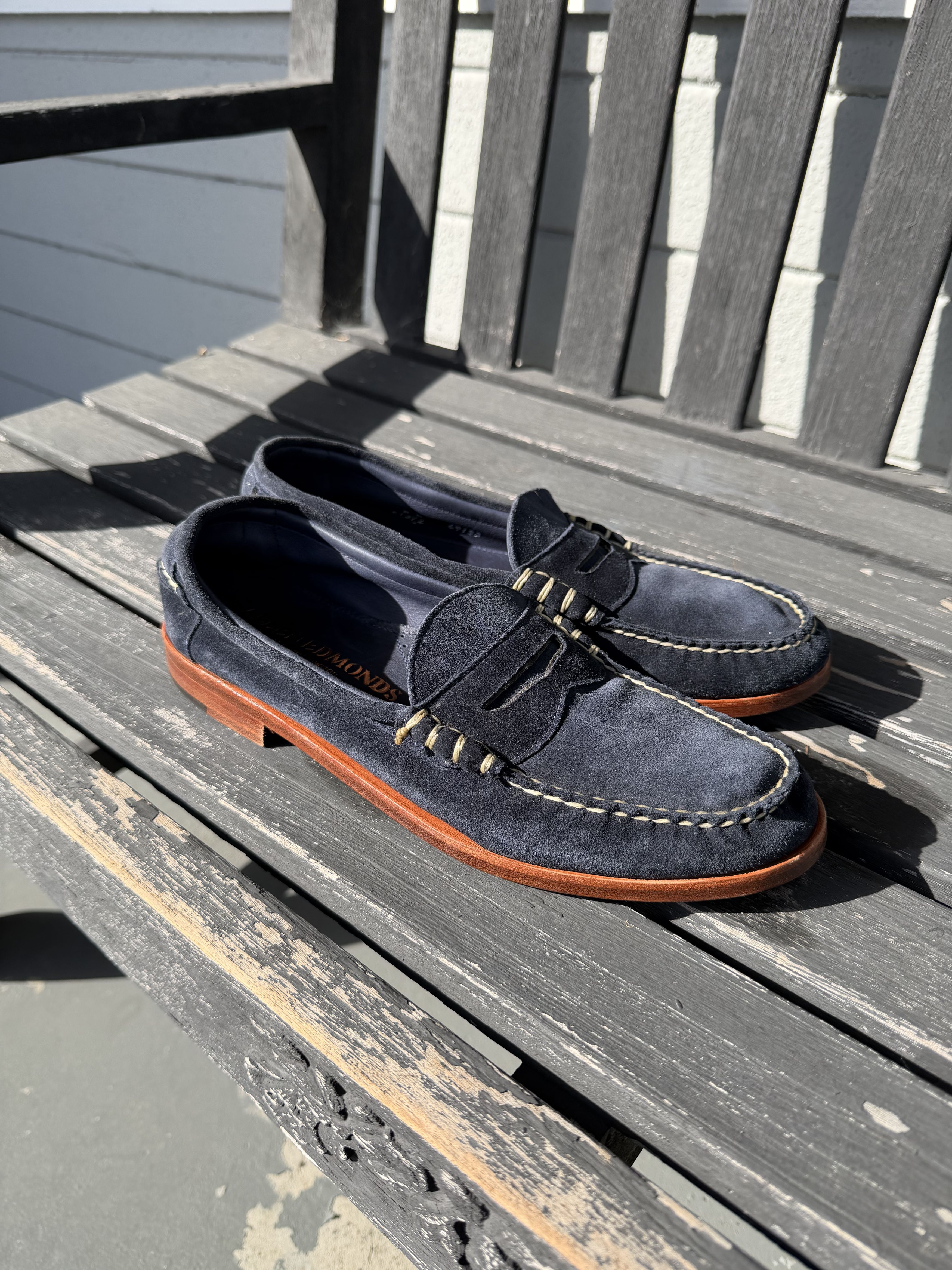 Allen Edmonds Allen Edmonds Sea Island Blue Suede Penny Loafer Size US 9 / EU 42 - 1 Thumbnail