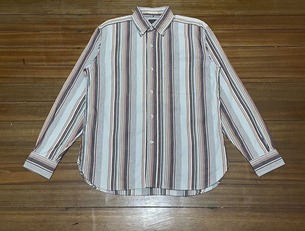 Japanese Brand × Sugar Cane × Toyo Enterprises Rare Design Vintage Brand Sugar Cane Toyo Stripe Shirt 1990s Size US M / EU 48-50 / 2 - 1 Thumbnail
