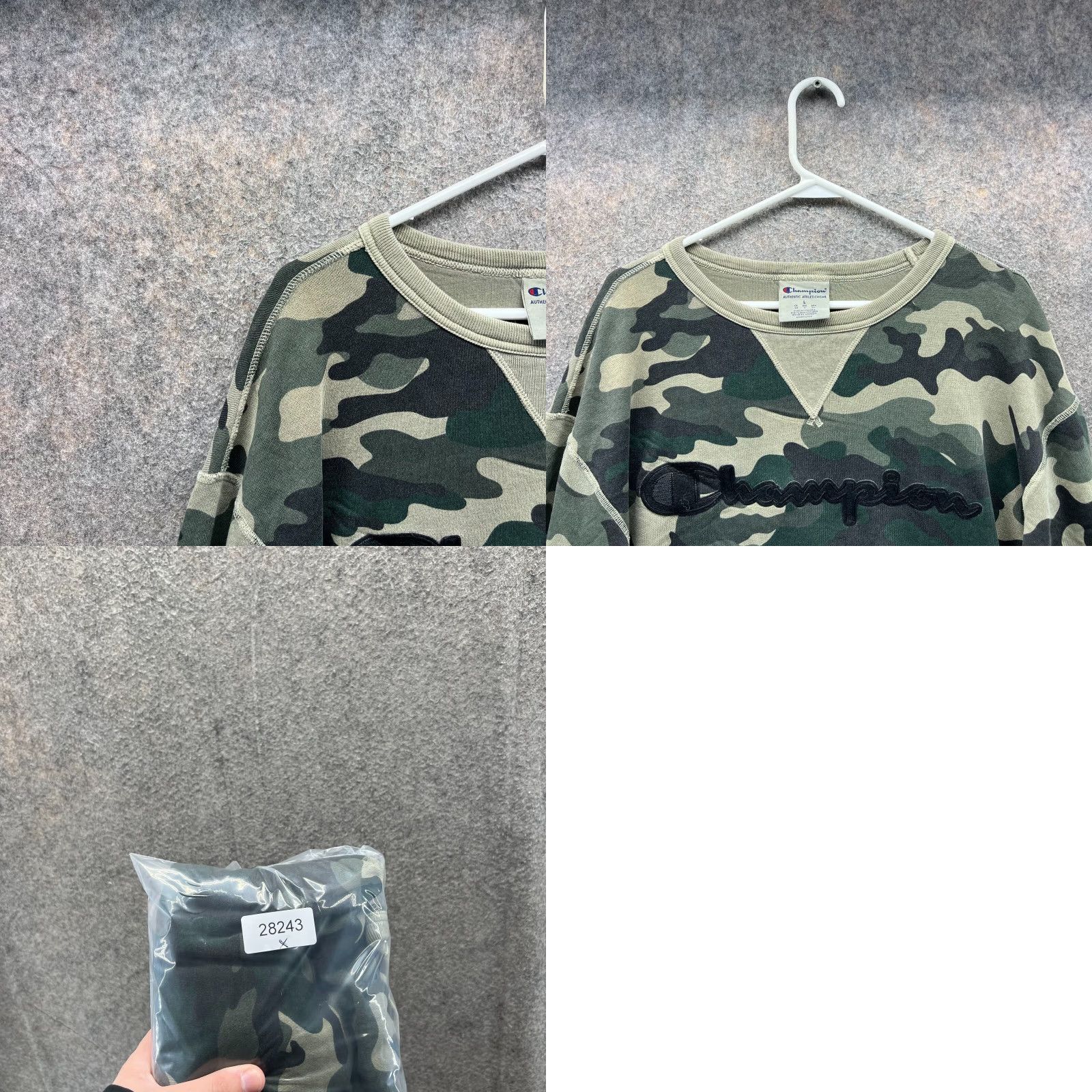 Champion VINTAGE Champion Sweatshirt Mens Large Green Camouflage Fleece Pullover Crewneck Logo All Seasons - Sprinkles: None Size US L / EU 52-54 / 3 - 9 Thumbnail