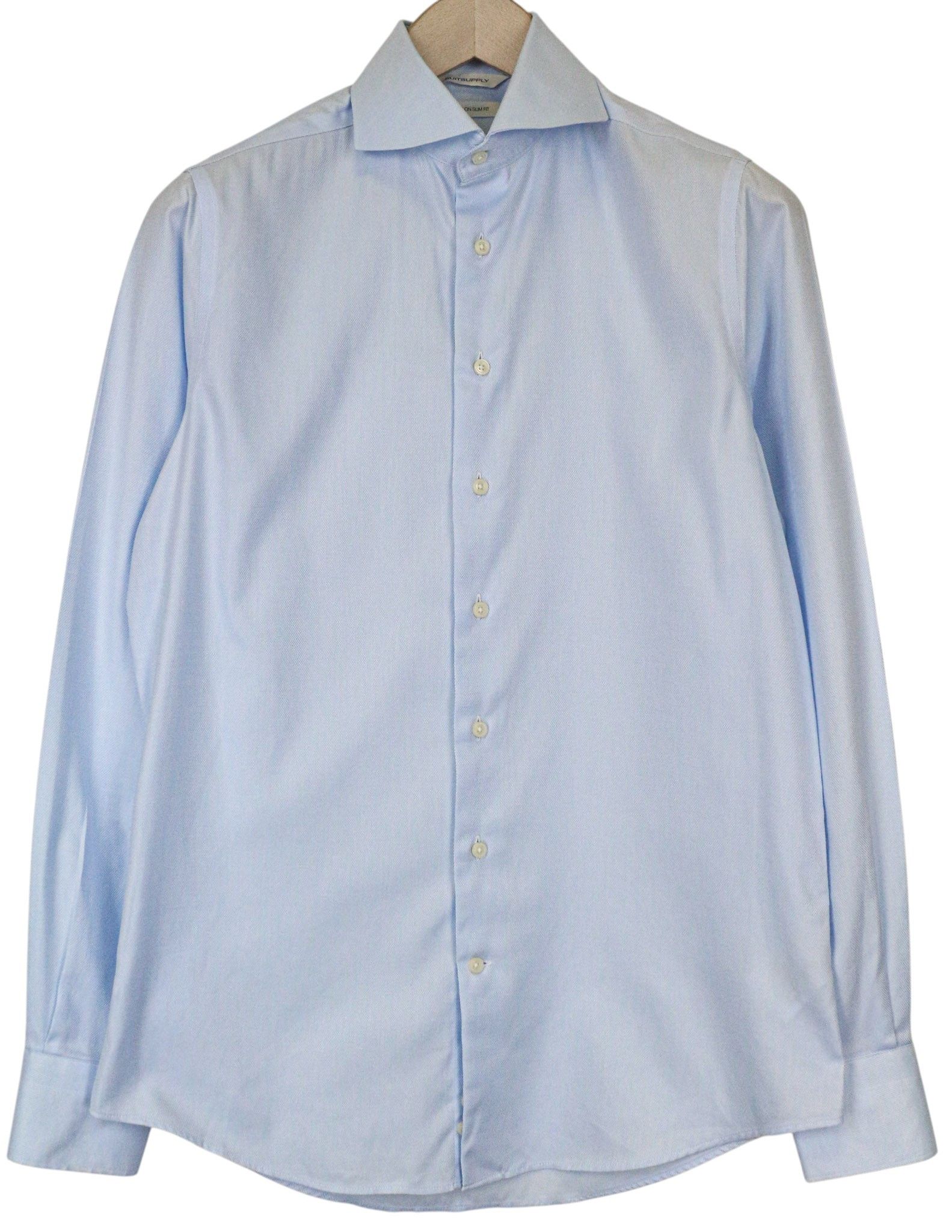 Suitsupply 37/14 1/2 Slim Fit Blue Cotton Button-Up Shirt 79361 Size 38R - 10 Thumbnail