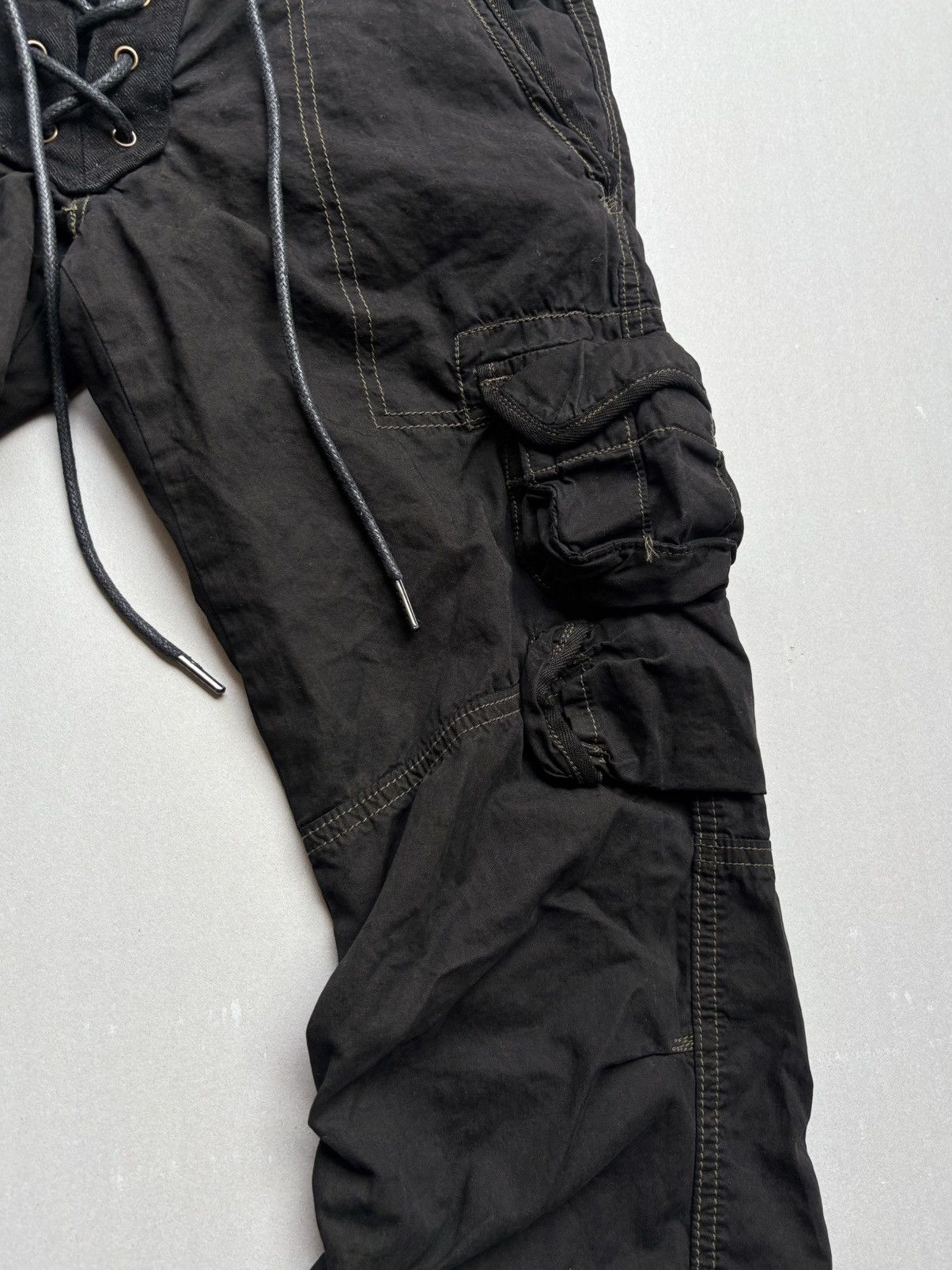 Japanese Brand lace up flare cargo pants Size US 29 - 3 Thumbnail