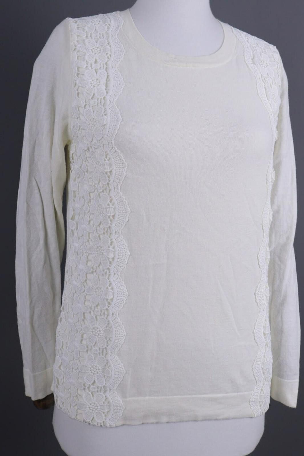 J.Crew J.Crew White Embroidered Floral Lace Knit Sweater Size M Size M / US 6-8 / IT 42-44 - 4 Thumbnail