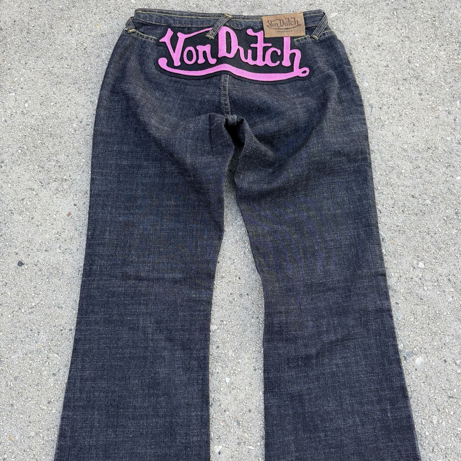 Vintage × Von Dutch Vintage Y2K Von Dutch Low Rise Bell Bottom Flare Denim Jeans Size 29" - 1 Thumbnail