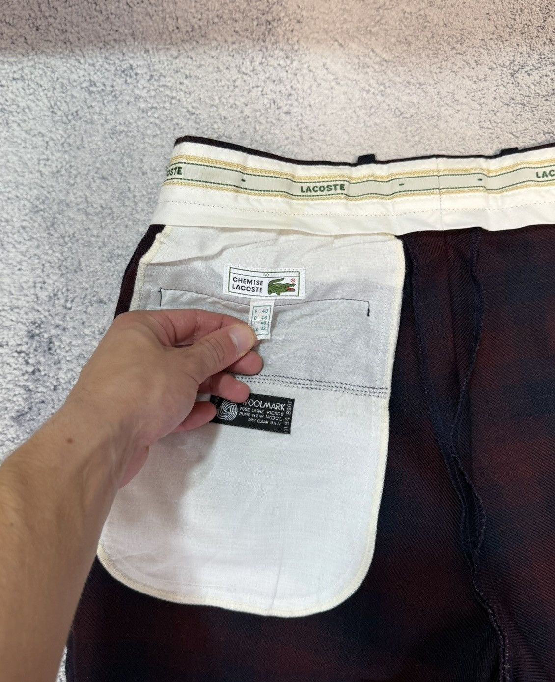 Lacoste Vintage Lacoste Pants Trousers Men Made In France Wool Plaid Size US 30 / EU 46 - 10 Thumbnail