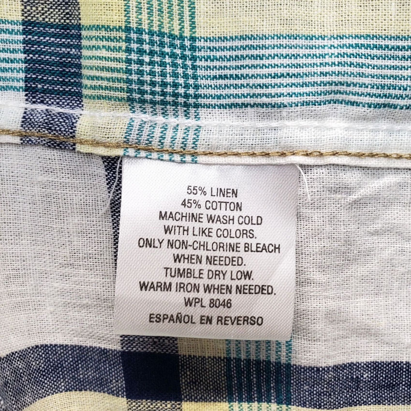 Club Room Club Room Button-Down Shirt Mens L Multi Plaid Linen Short Sleeve Collared Size US L / EU 52-54 / 3 - 7 Thumbnail