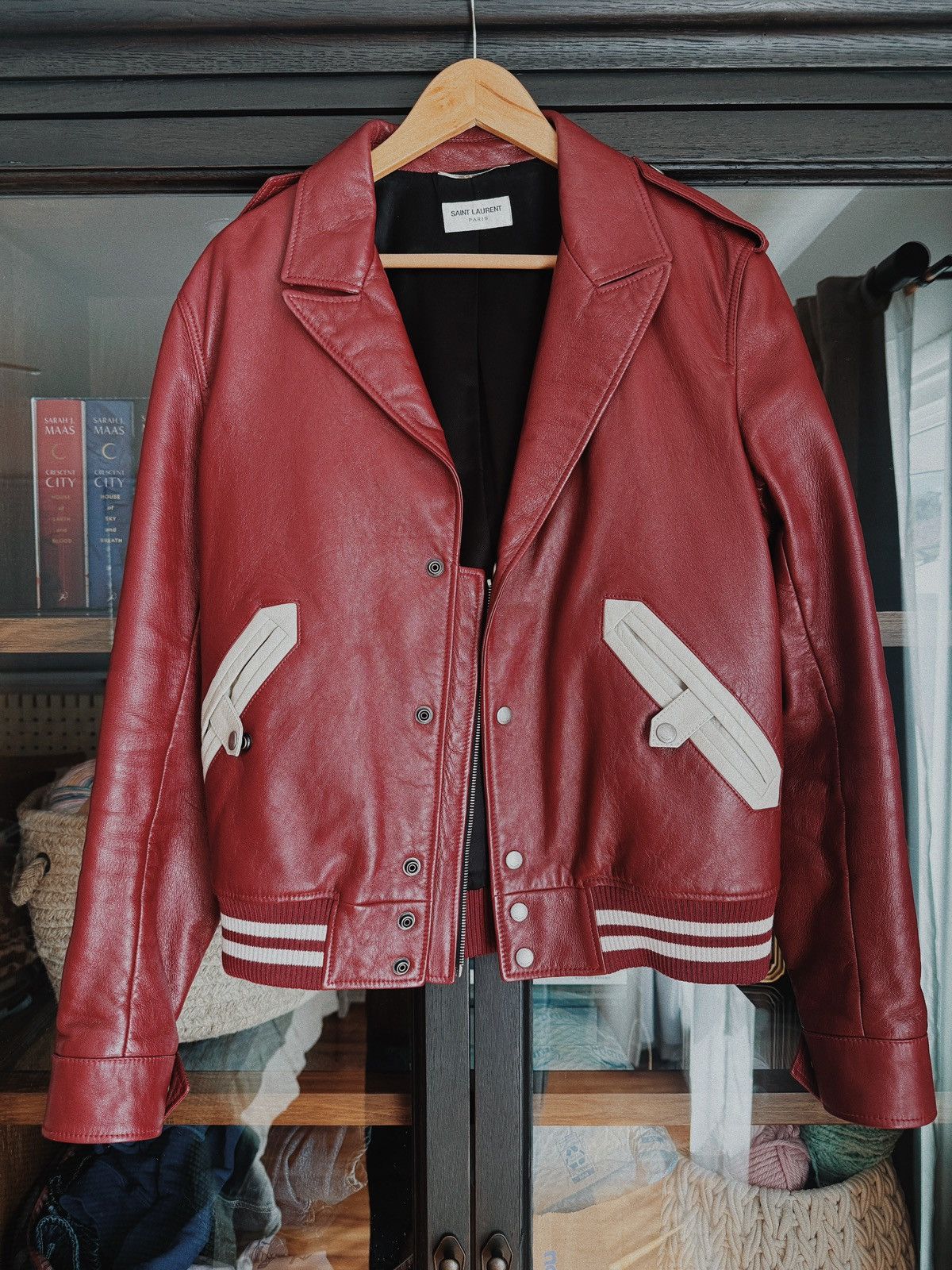 さ*だ様 SAINT LAURENT テディ プリーツ加工レッドジャケット 46 Saint Laurent Teddy Red | Grailed