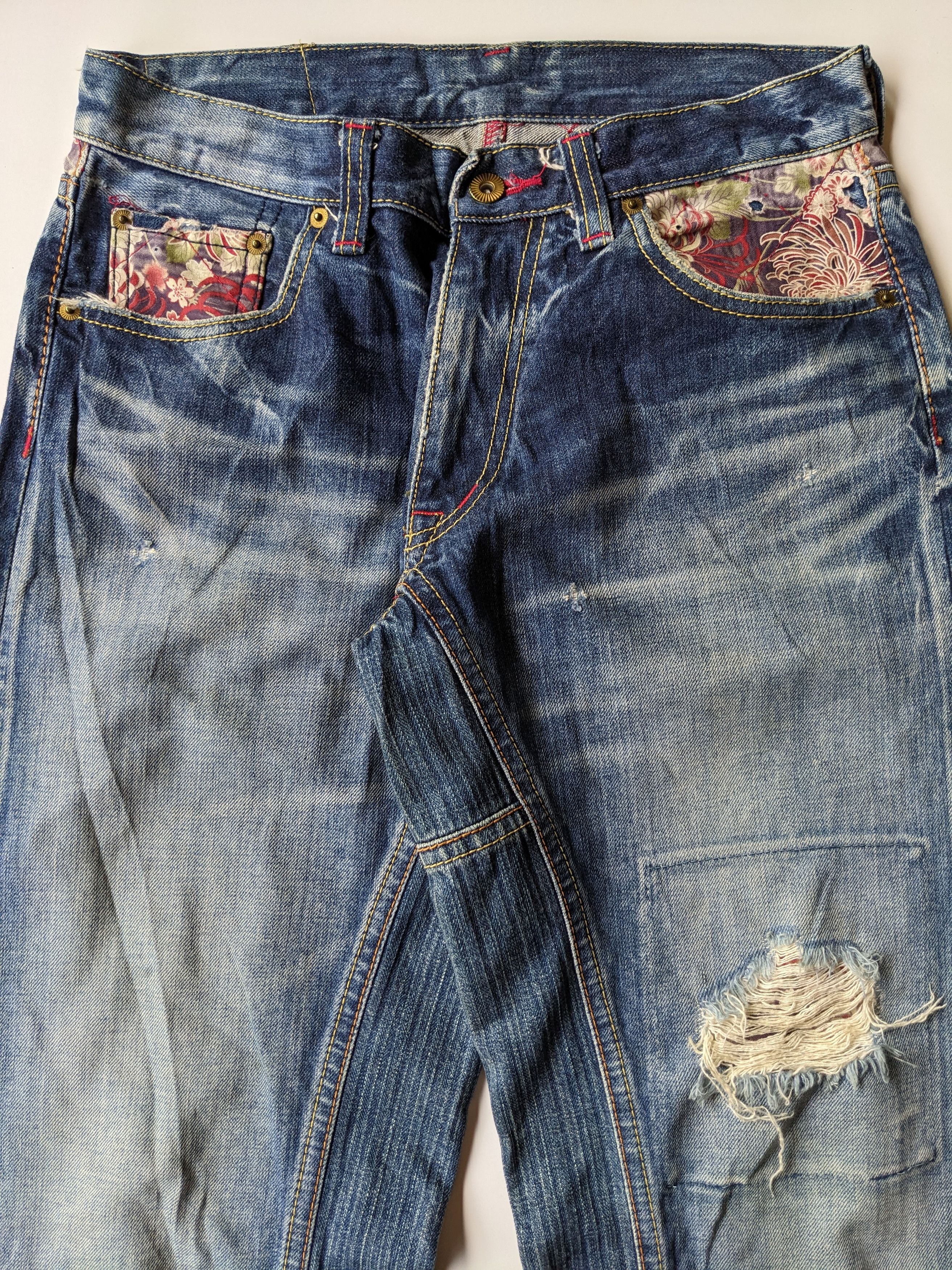 Eternal Eternal Karakuri thunder patchwork faded jeans Size US 30 / EU 46 - 4 Thumbnail