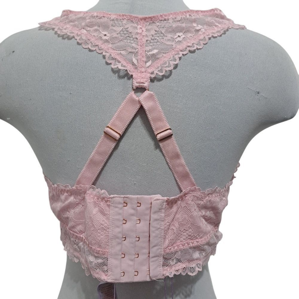 Other Savage X Fenty Floral Lace Bralette Racerback Pink/ Black Bra 1X NWT Size XXL / US 16-18 / IT 52-54 - 6 Thumbnail
