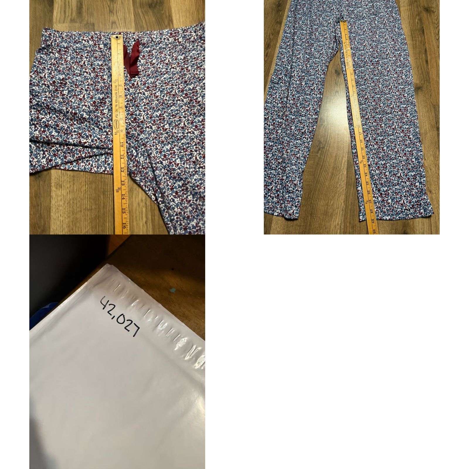 Lands' End Lands' End Women's Pajama Pants, Floral Sleepwear, Medium, Blue White Purple, Drawstring, Lightweight, Regular, Machine Washable, Sleepwear Size 32" / US 10 / IT 46 - 8 Thumbnail