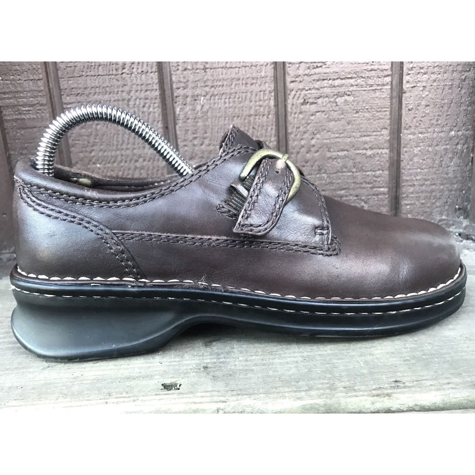 Vintage Bass Kerri Loafers Womens Size 7.5M Brown Leather Monk Strap Casual SlipOn Shoes Womens Flat Leather Upper Brown Bass Kerri Loafers Size US 8 / IT 38 - 5 Thumbnail
