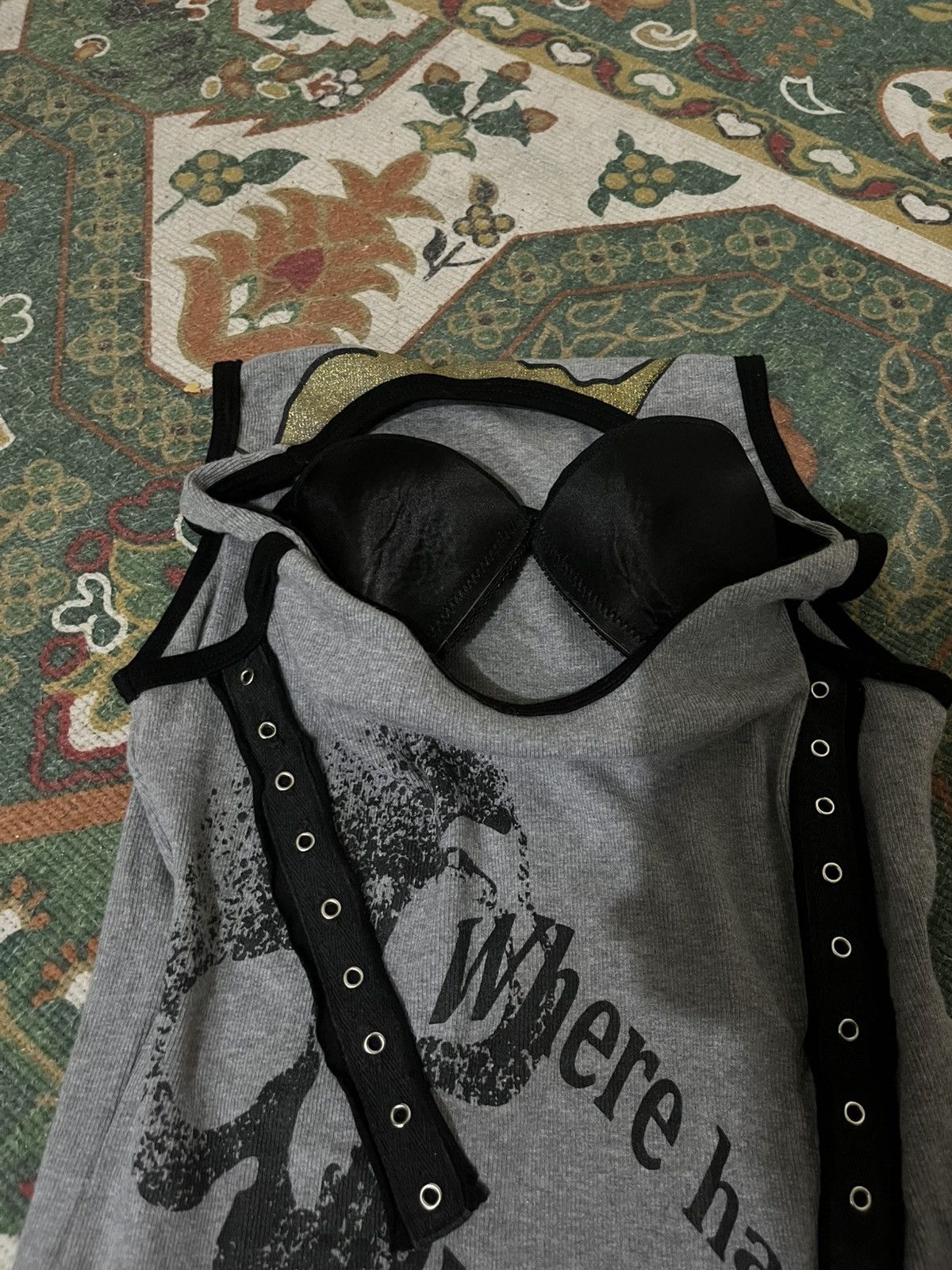 If Six Was Nine × Japanese Brand × Le Grande Bleu (L.G.B.) Open mine skull tank top with bra Size S / US 4 / IT 40 - 6 Thumbnail
